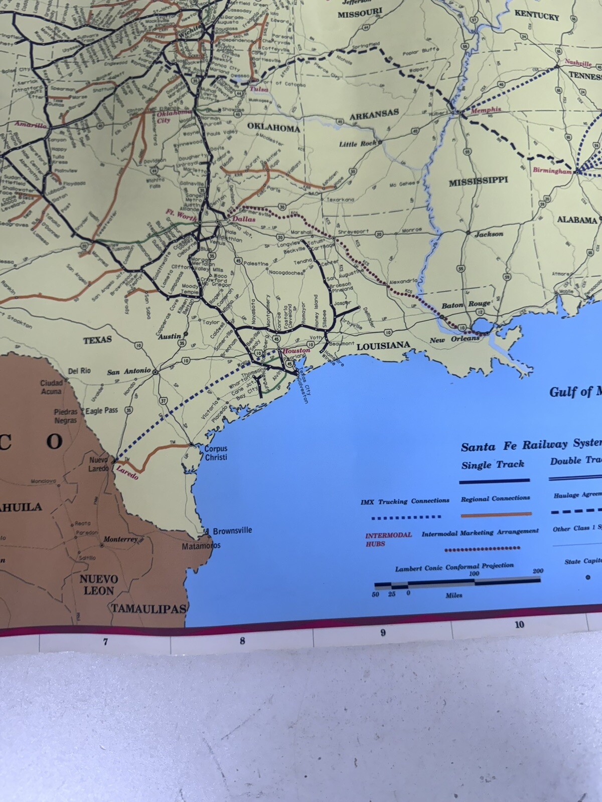 VTG 1994 AT&SF SANTA FE RAILROAD SYSTEM MAP LAMINATED BL