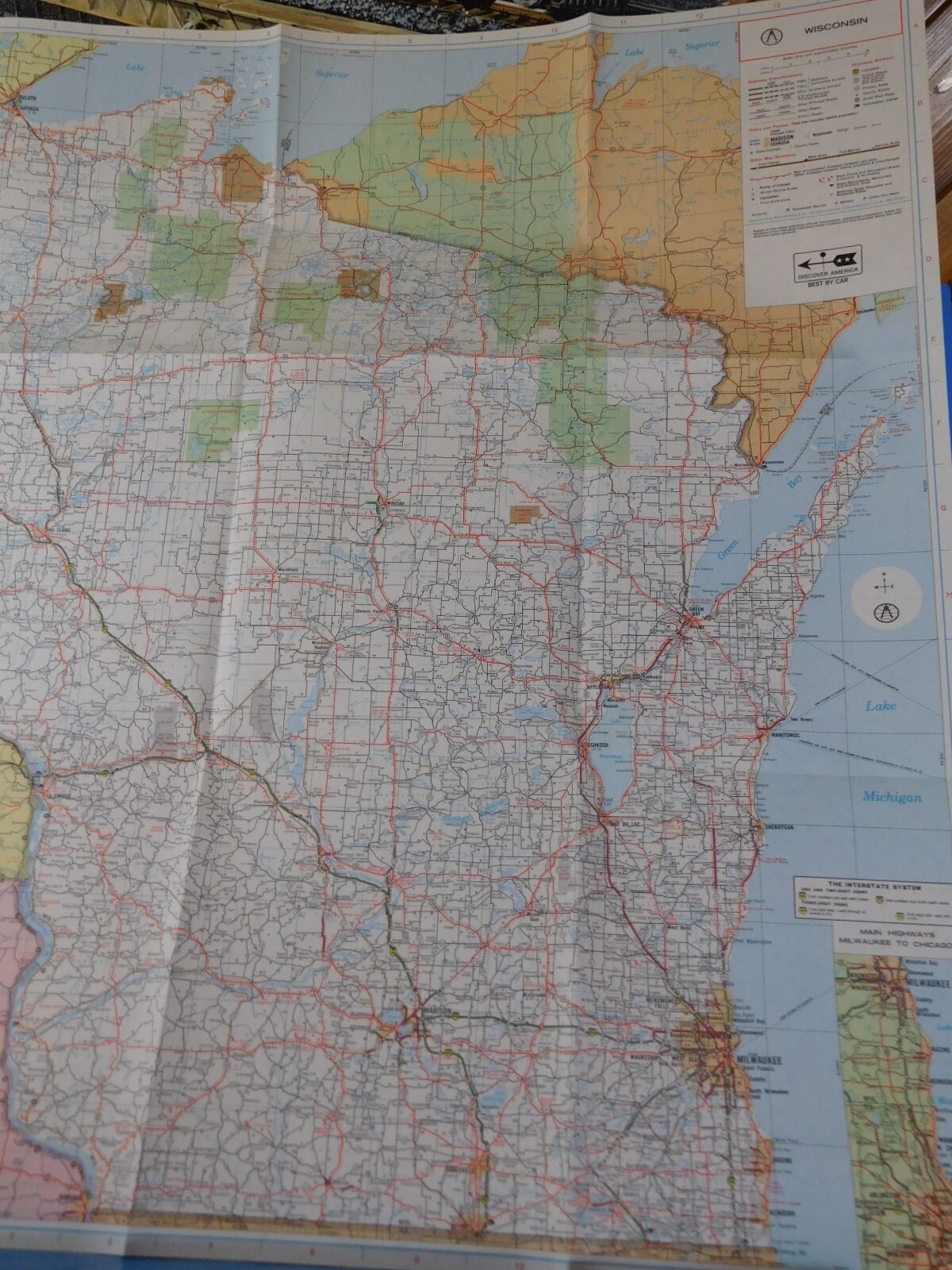 Rand McNally Wisconsin Standard Reference Map and Guide 1972 Soft Cover