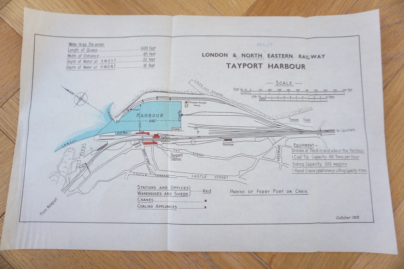 1936 LNER Tayport Harbour & Docks Railway Plan Map