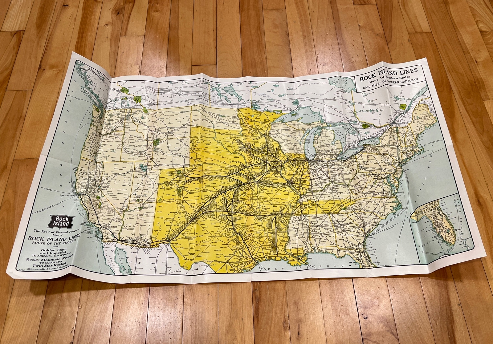 1947 Rock Island Railroad Lines Map Trains Locomotive