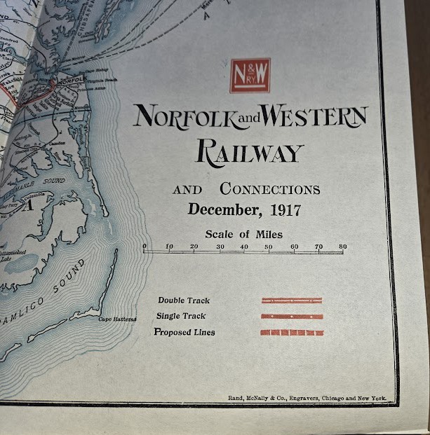NORFOLK & WESTERN RY LARGE 1917 22 X 32 SYSTEM MAP ORIGINAL ISSUE