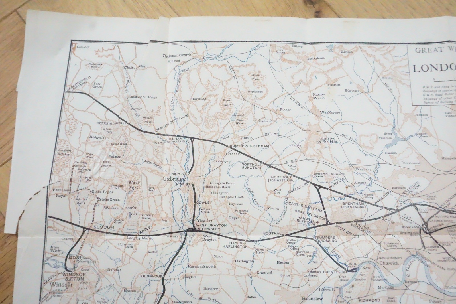 1913 GWR London & Suburban Original Railway Map Metropolitan District