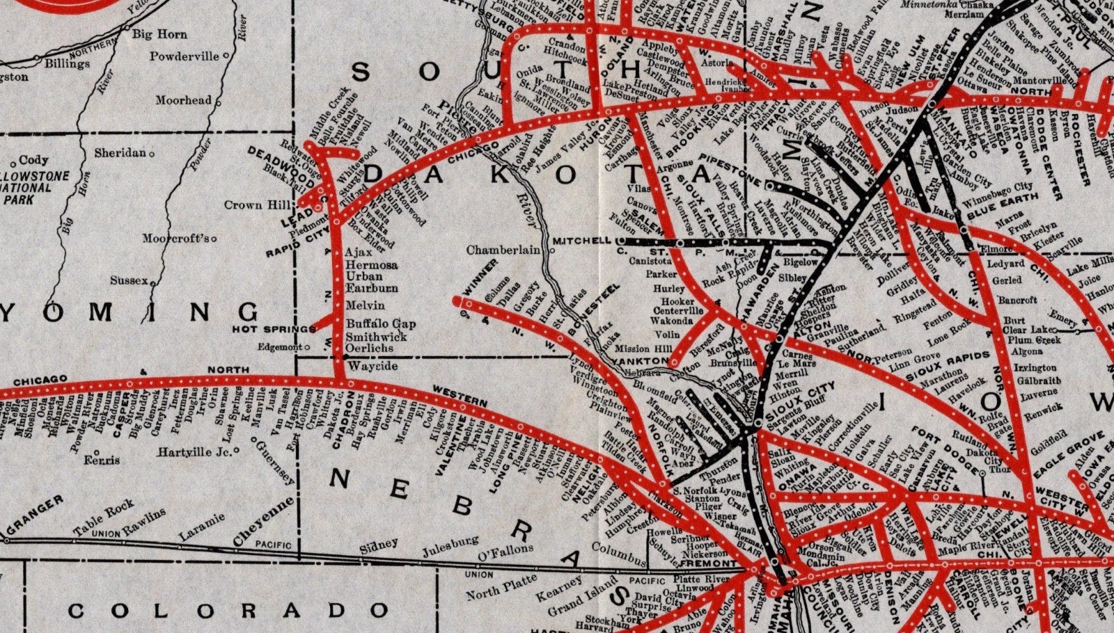 1923 Antique Chicago Northwestern Railway Map North Western Railroad Map 3141