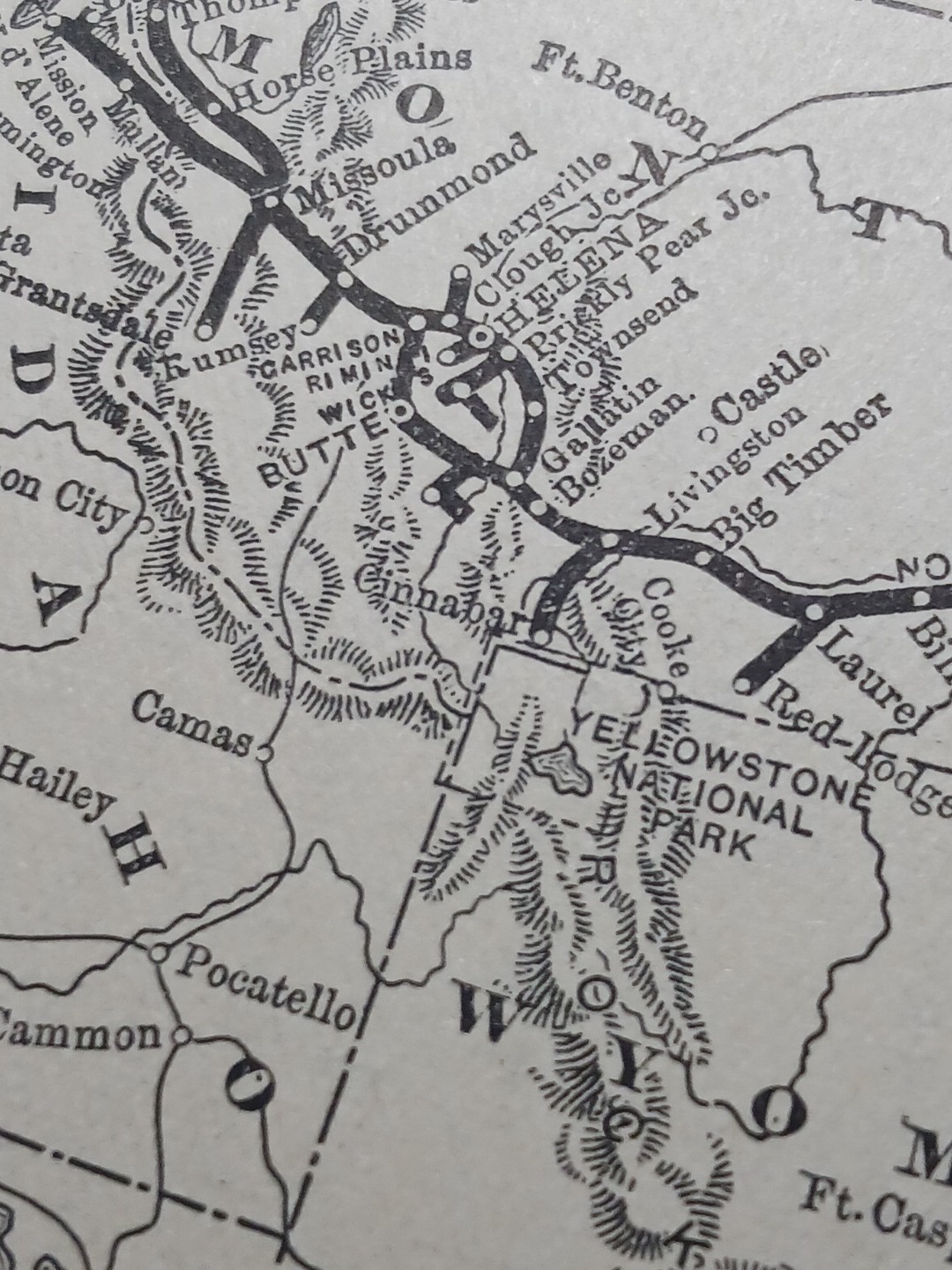 ~1895 Train Route Map NORTHERN PACIFIC RAILROAD all Stations & Lines MT ND WA MN
