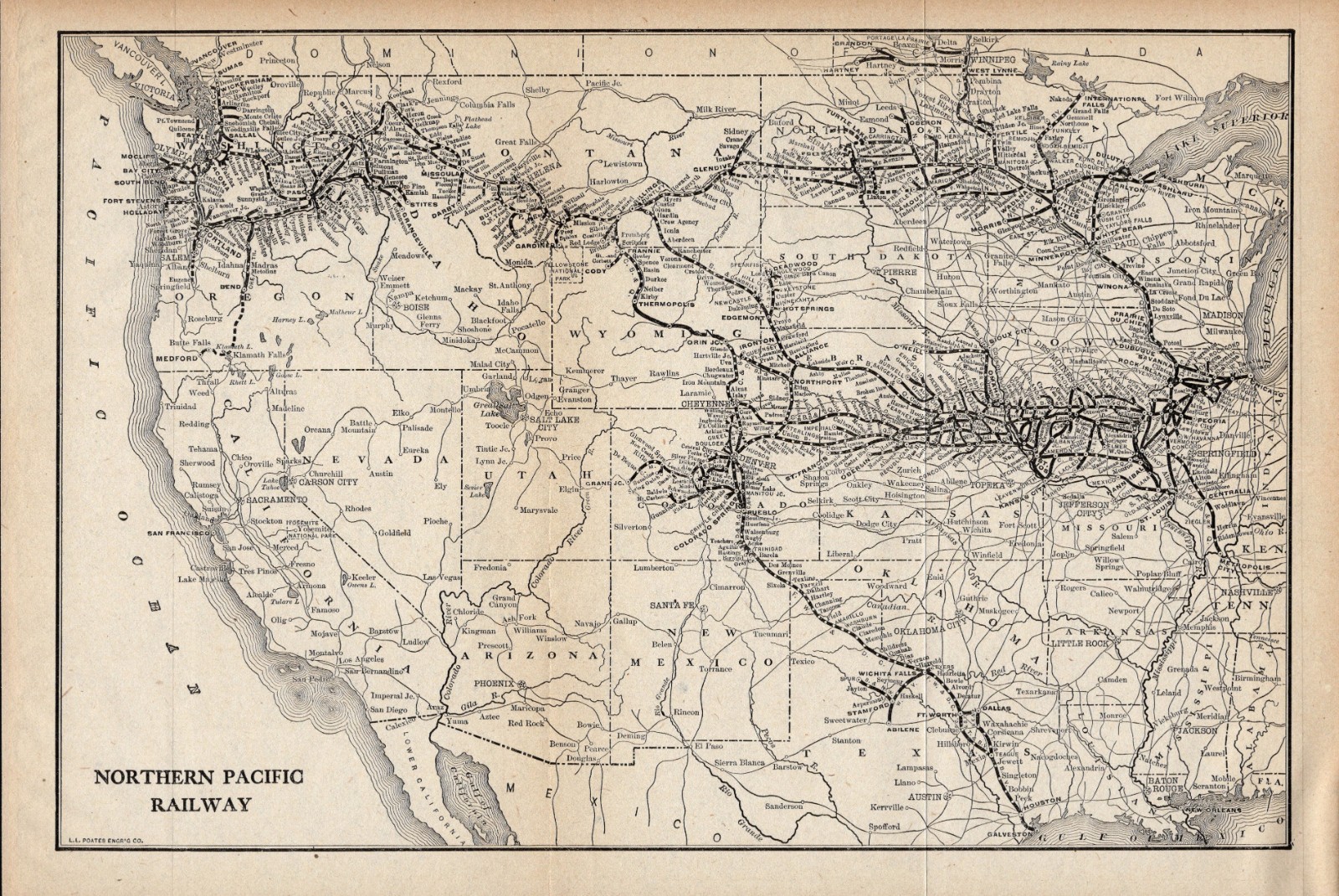 1912 Antique Northern Pacific Railway Map Vintage Railroad Map 3125