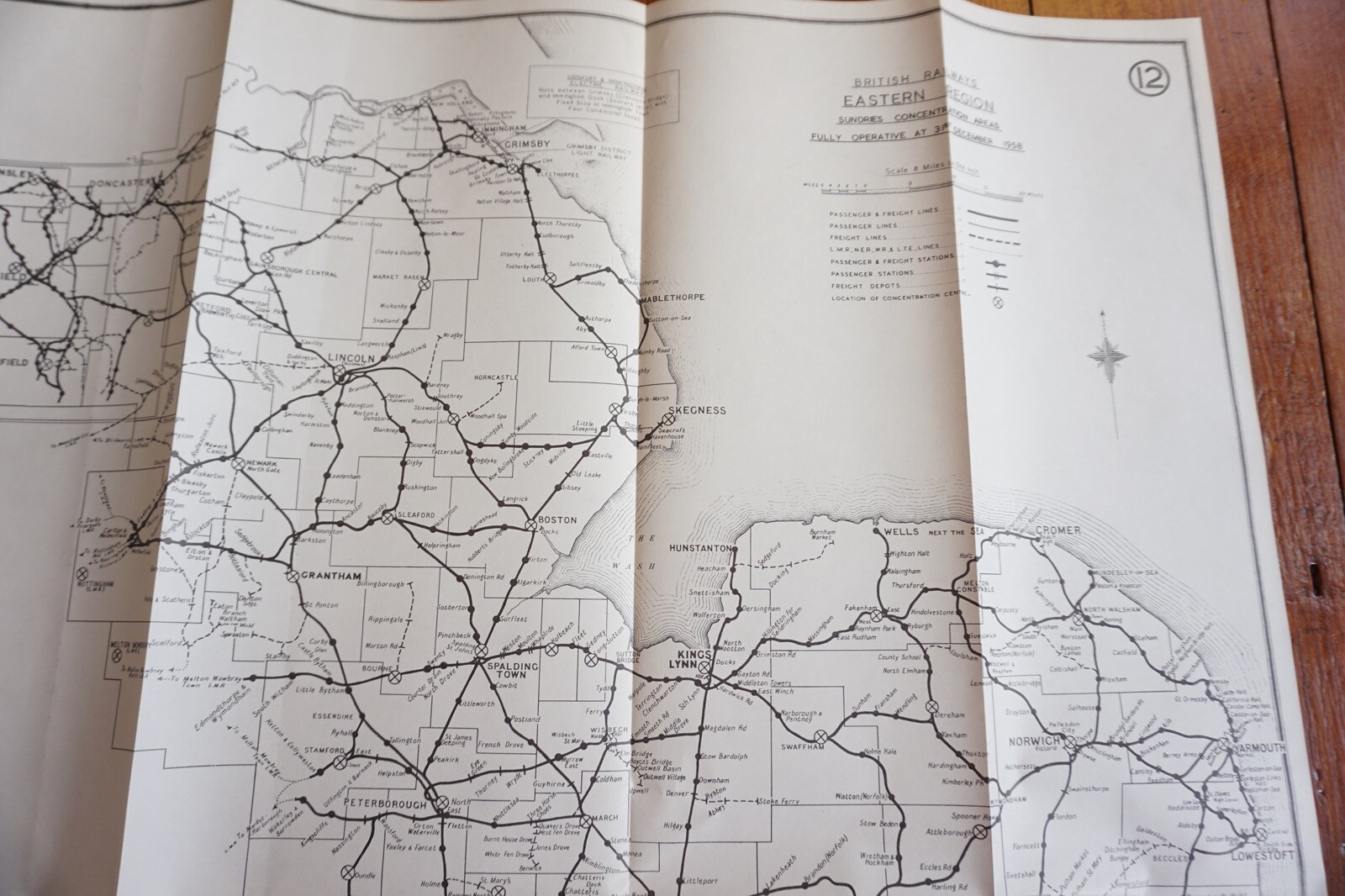 1958 Sundries Concentrations Areas 1958 Eastern Region Railway Map