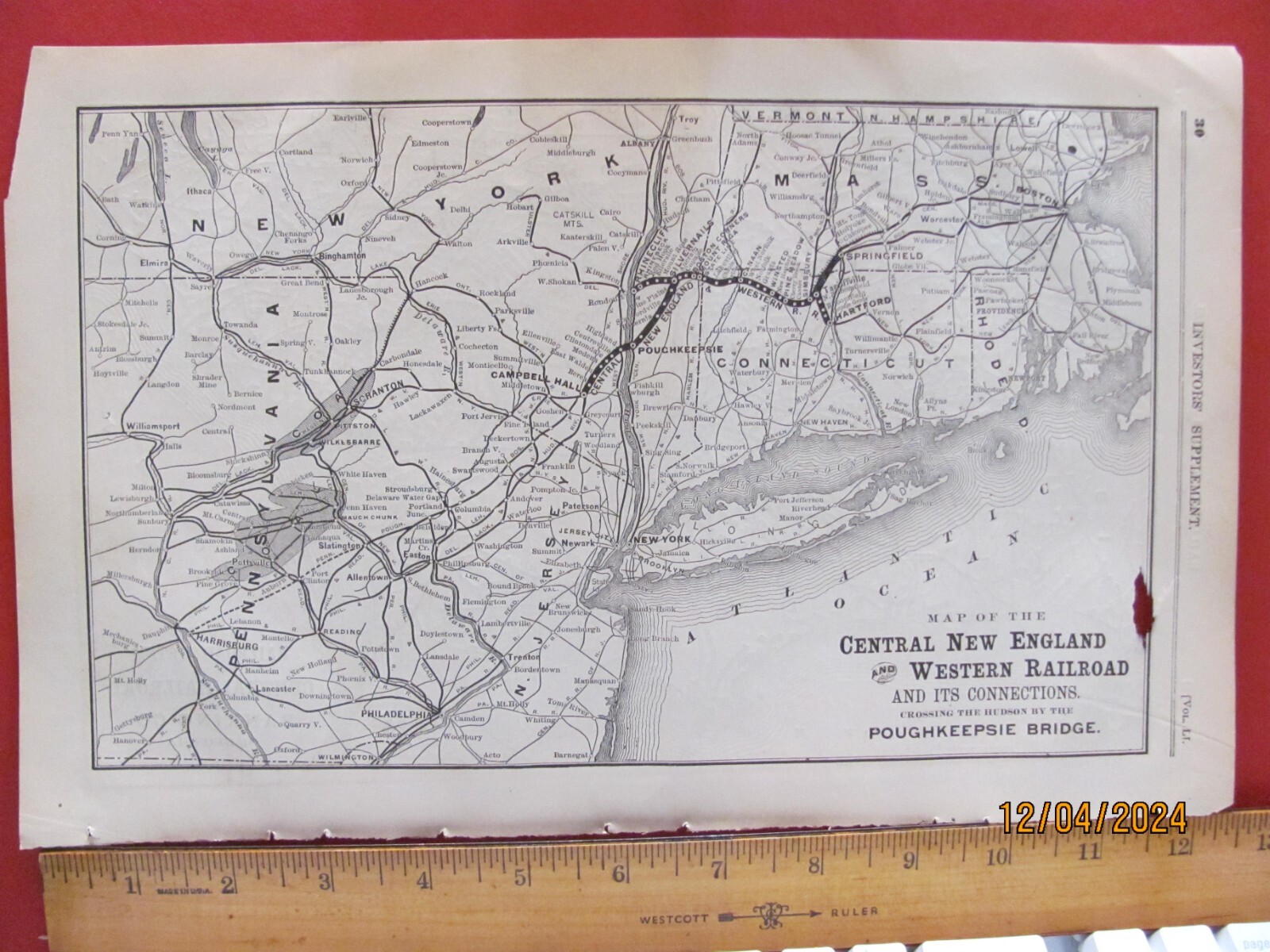 1890 CENTRAL NEW ENGLAND & WESTERN RAILROAD + COG RR ORIGINAL SYSTEM ROUTE MAPS