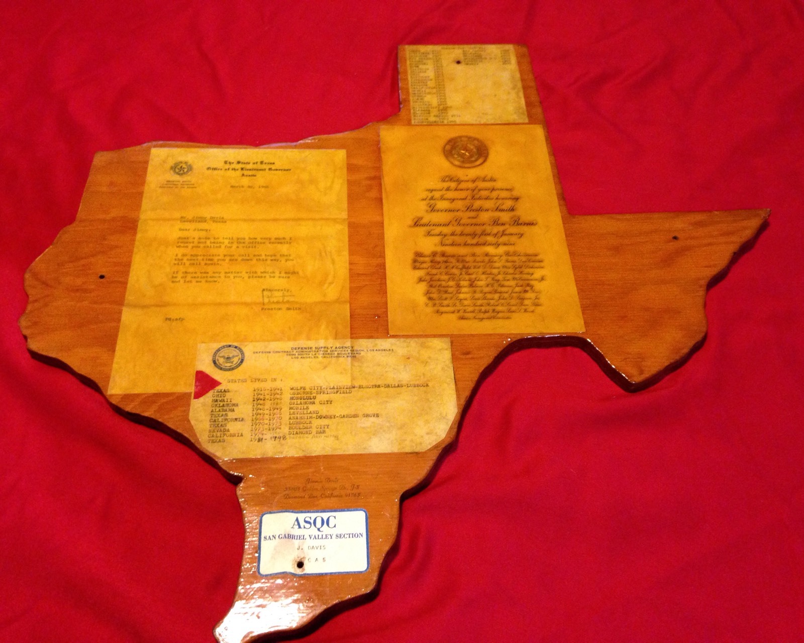 Piece Of Traveling Sante Fe Railroad Historical Memorabilia -The State Of Texas