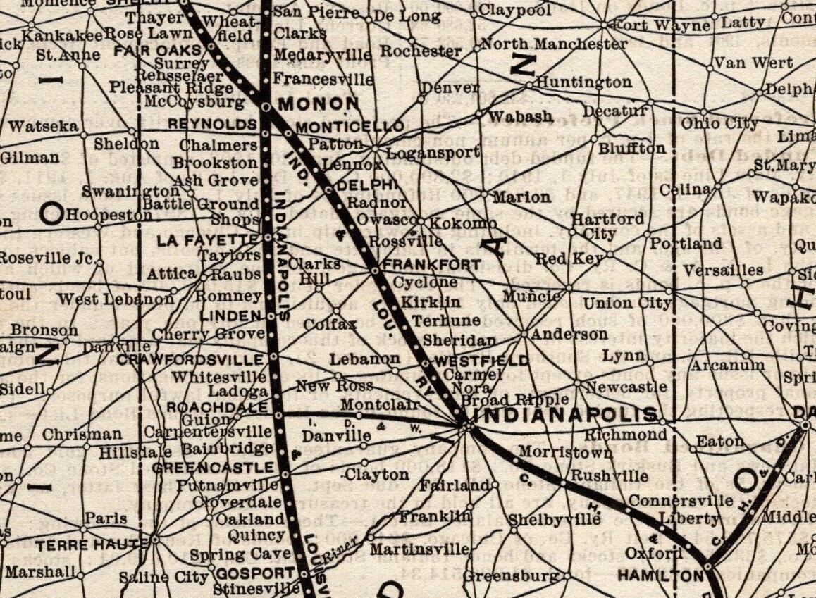 1902 Antique Chicago Indianapolis and Louisville Railway Map Railroad Map 1881