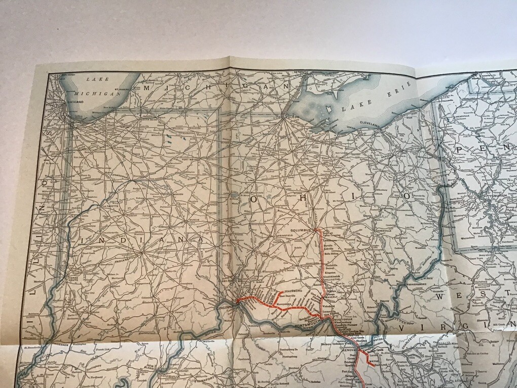 vintage railroad map: 22×32″ NORFOLK & WESTERN Railway 1942