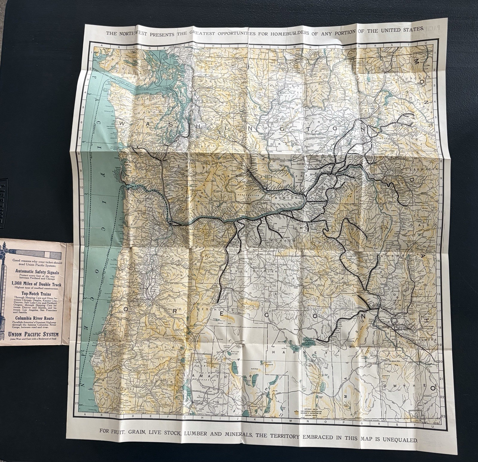 1915 Map Of The Pacific Northwest Oregon Washington Idaho Union Pacific System