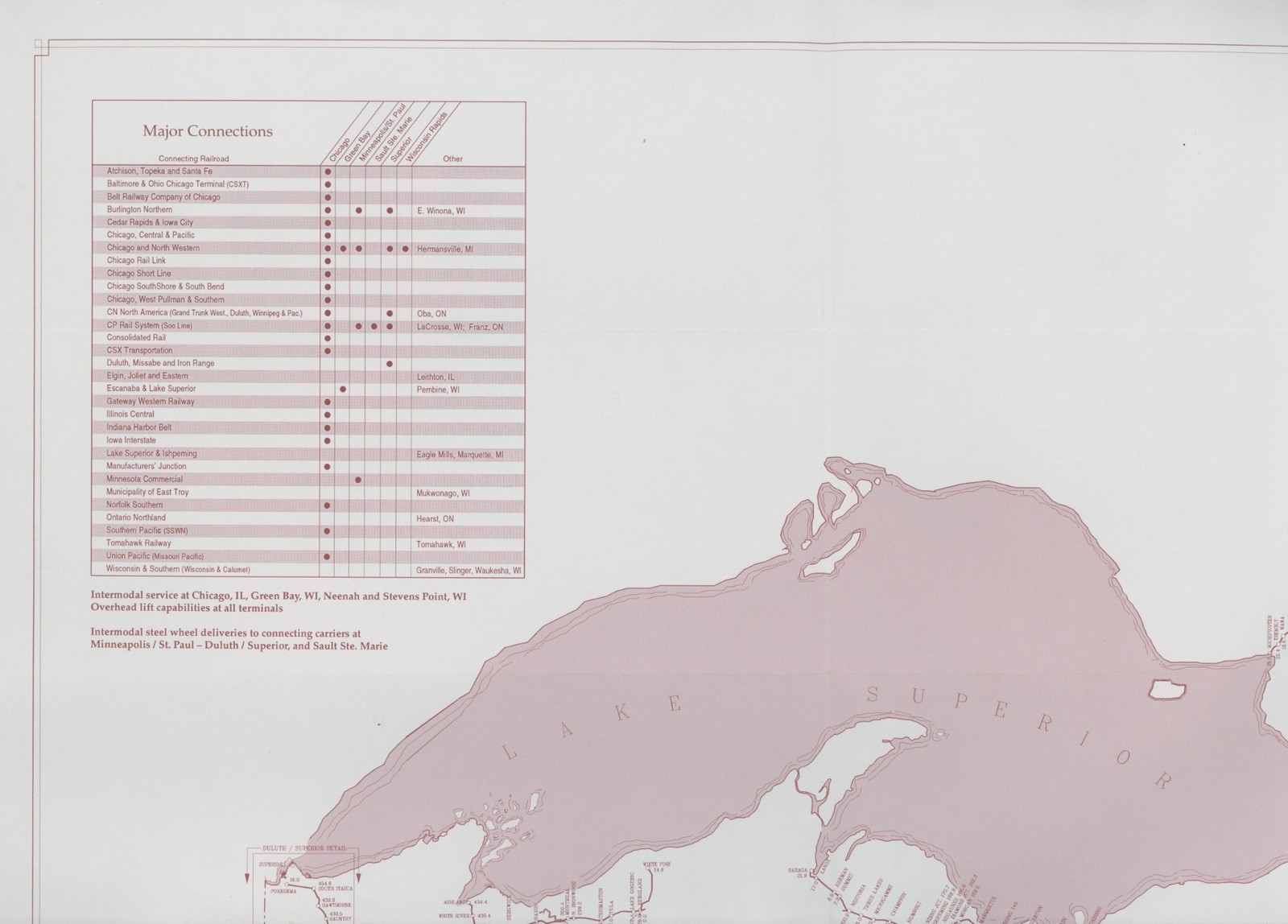 1995 Wisconsin Central Algoma Railway System Map US Ontario Canada Train Route