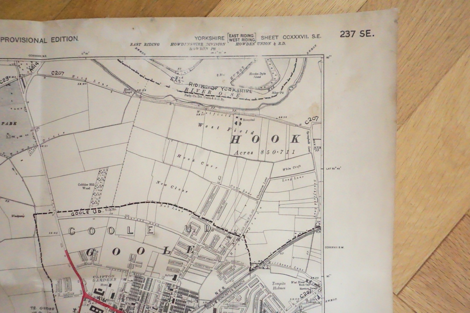 1938 Goole Hook Yorkshire NER Railway OS Linen Map Ref 79 **