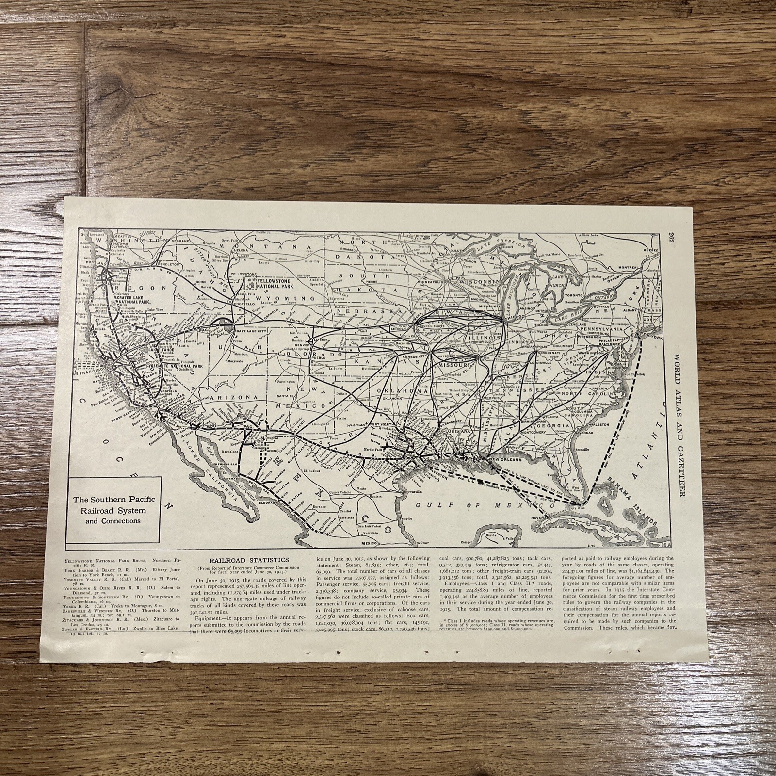 Antique 1917 Map Of The Southern Pacific Railway System 15×11 Inches