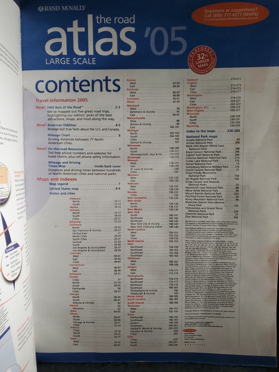 Rand McNally Road Atlas Large Scale 2005 USA Maps 32% Bigger 4800 Updates