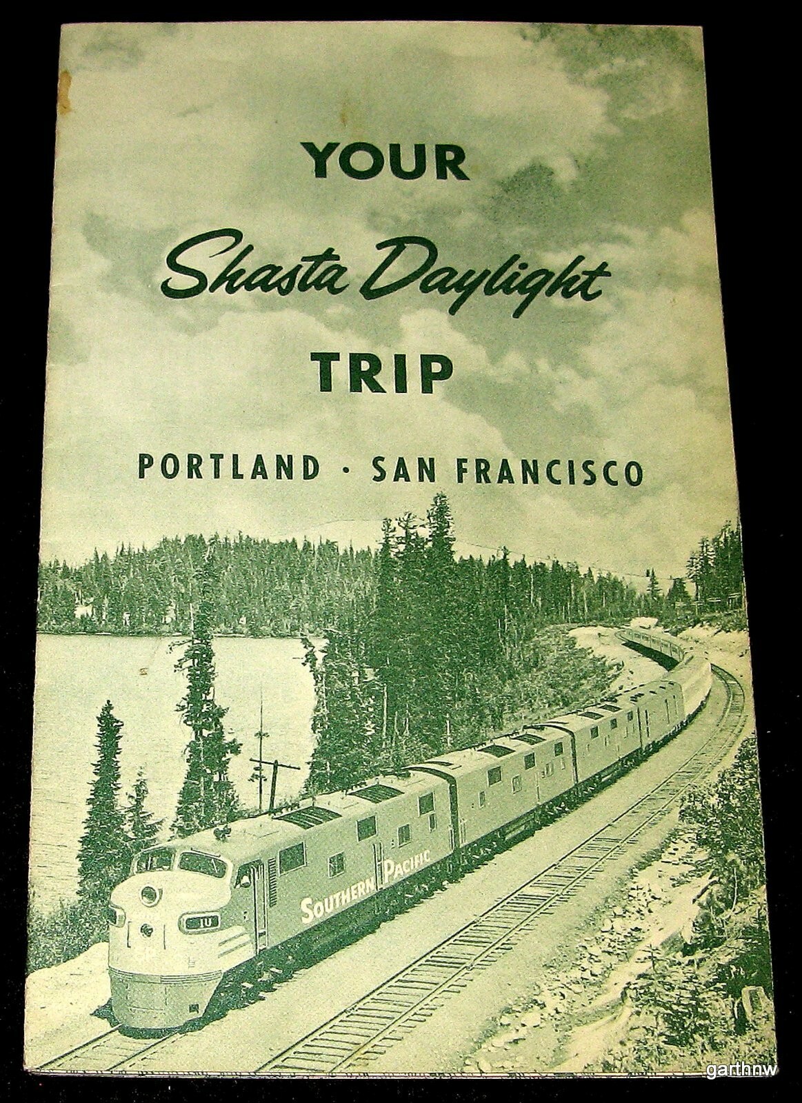 SHASTA DAYLIGHT SOUTHERN PACIFIC RAILROAD 1956 ROUTE MAP PORTLAND SAN FRANCISCO