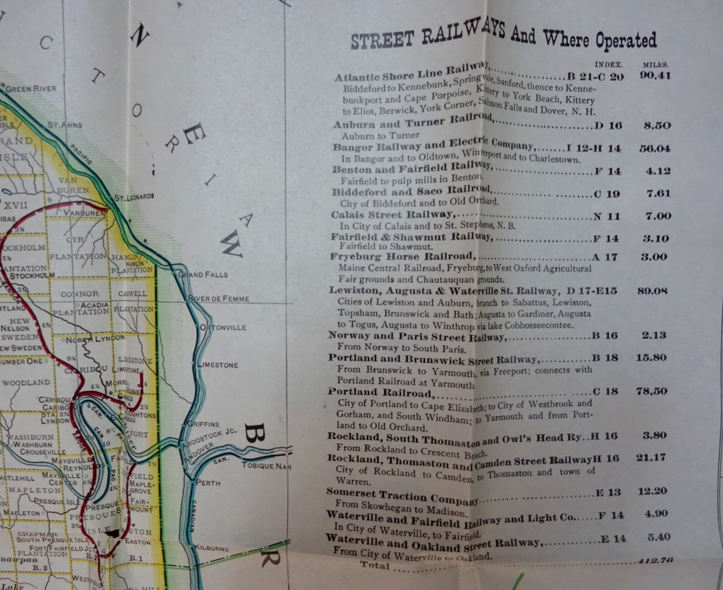 BIG GEO ORAM WALL MAP OF RAILROADS MAINE 41″ x 30″ PRINTED 1909 BY COMMISSIONERS