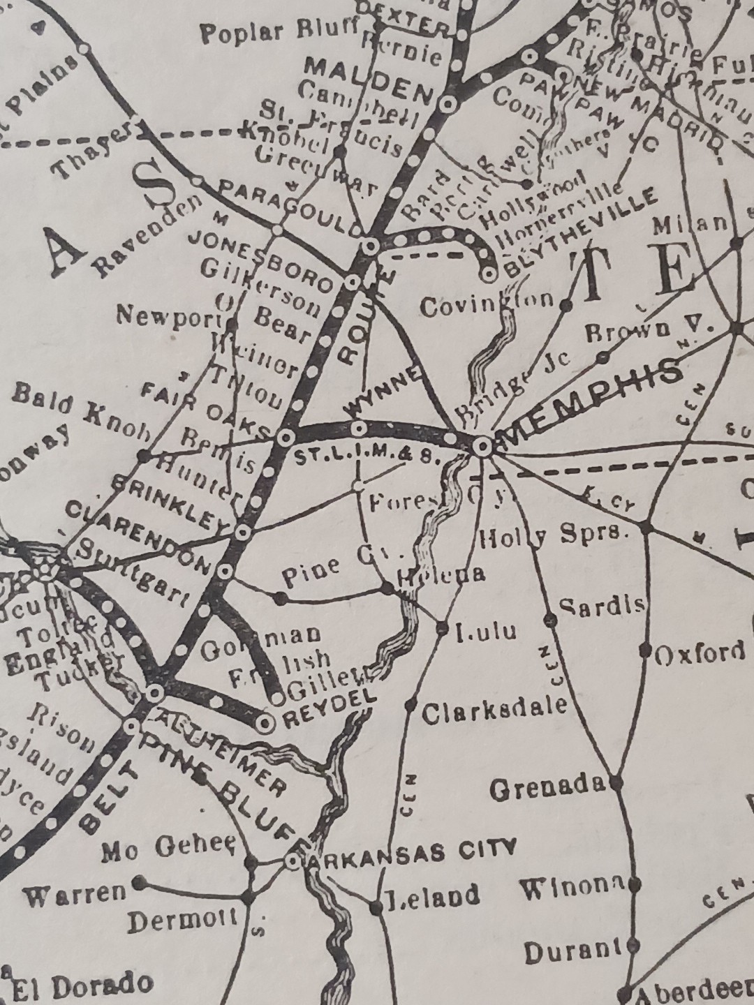 1905 Train Route Map + Report ST LOUIS SOUTHWESTERN RAILROAD Cotton Belt Route