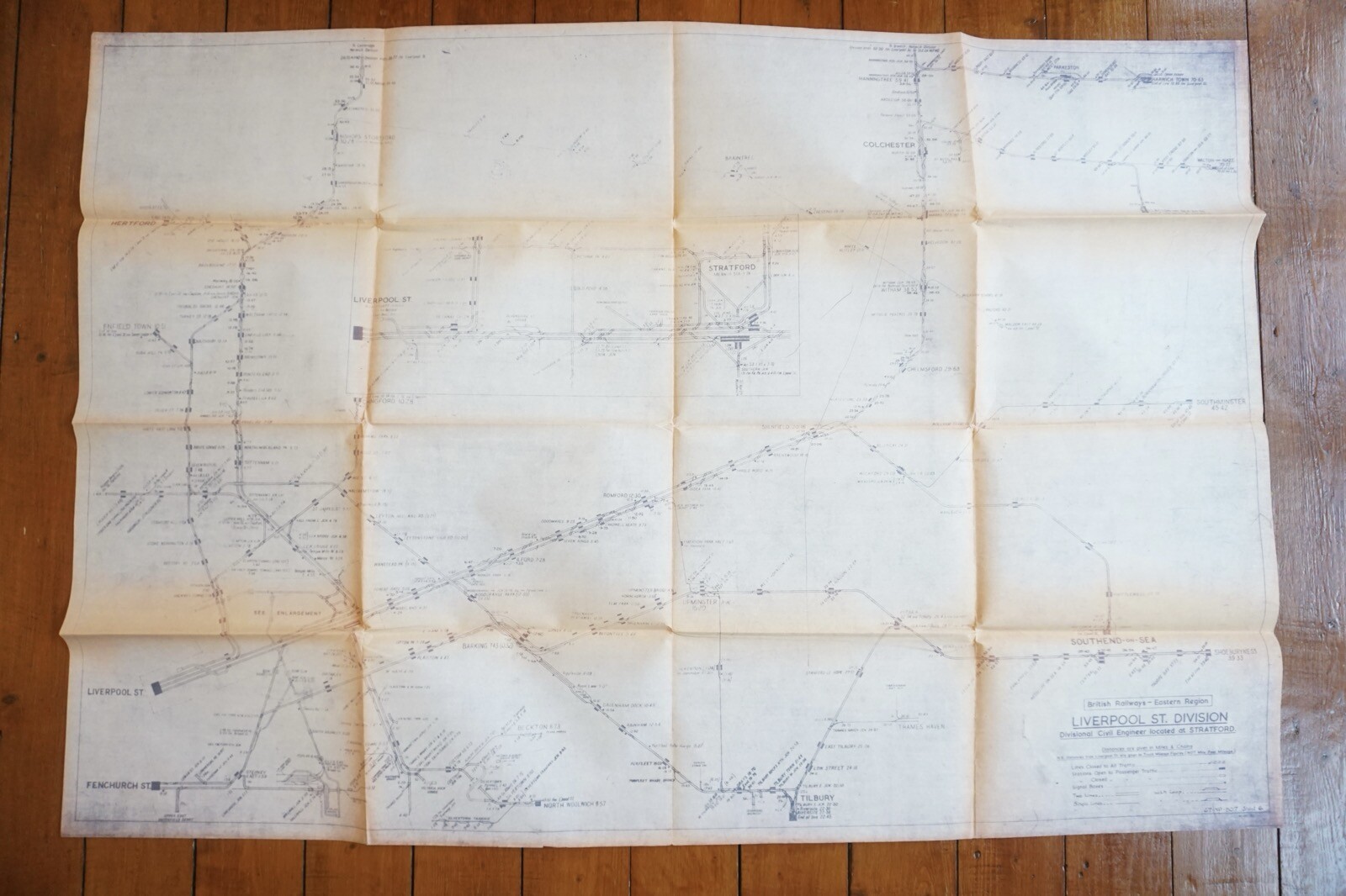 1966 British Rail Eastern Region Liverpool Street Division Railway Track Map