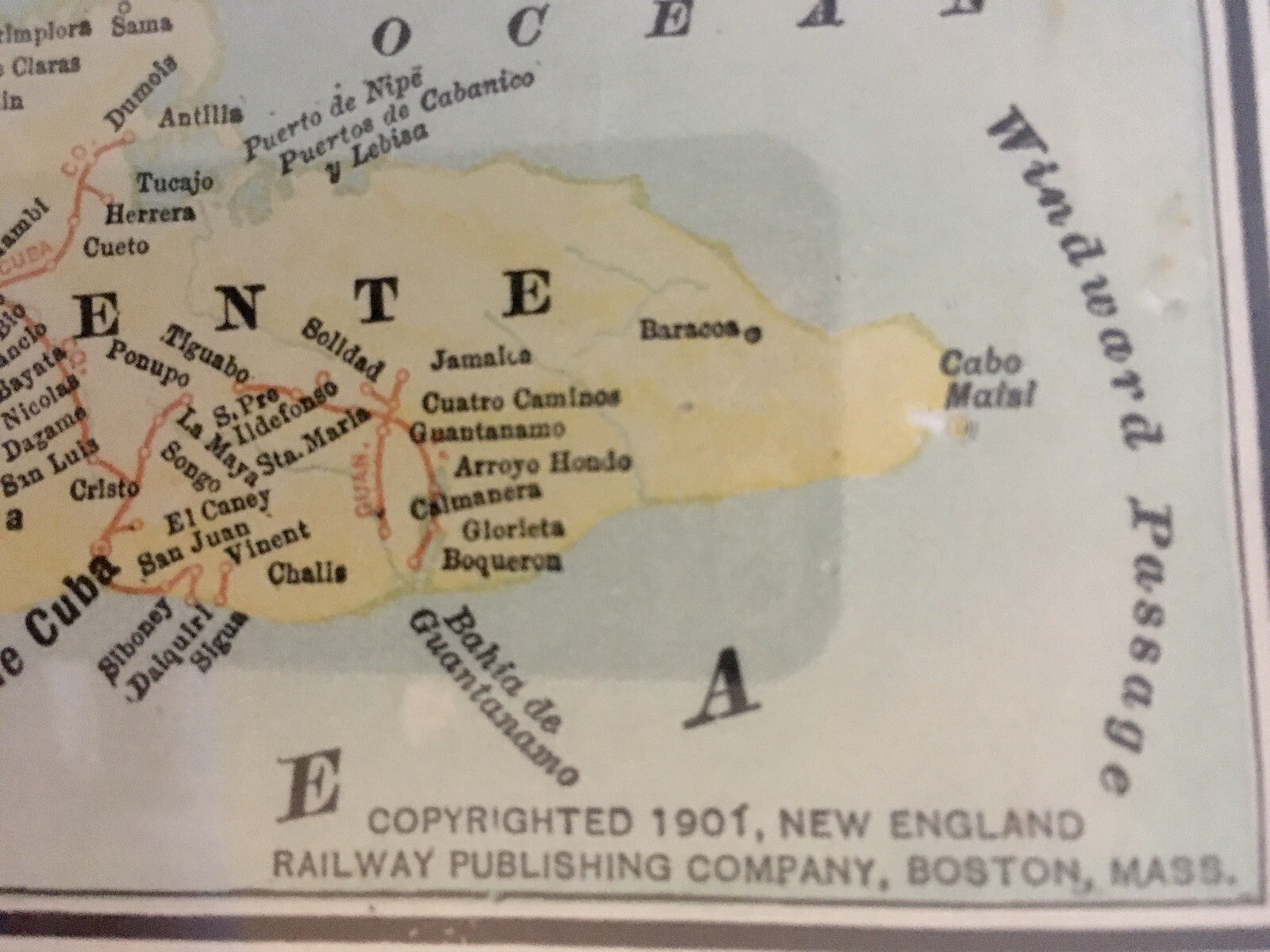 1901 ABC The Pathfinder Railway Guide Map Eastern Section