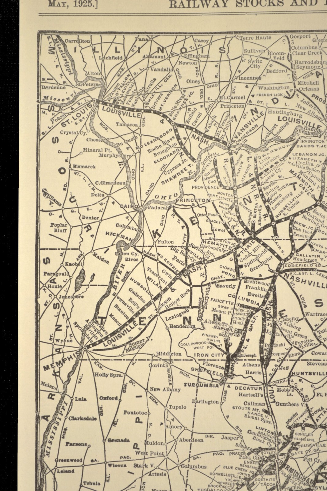 LOUISVILLE & NASHVILLE Railroad Map Vintage Railway Pensacola Florida ca 1925