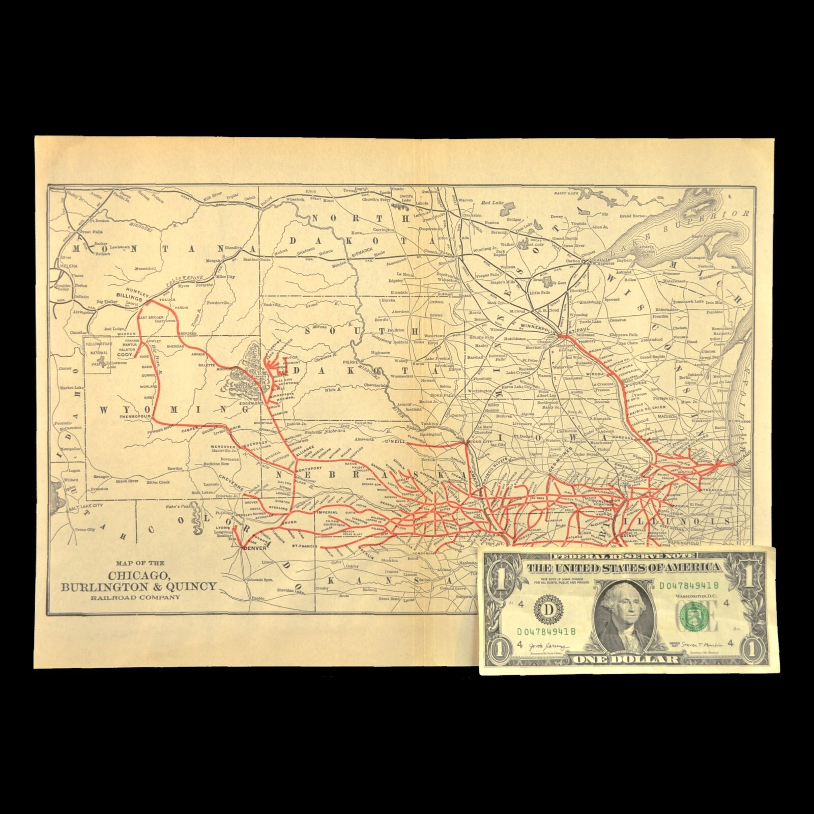 Chicago Burlington Quincy Railroad Map CBQ RR Burlington Route Vintage