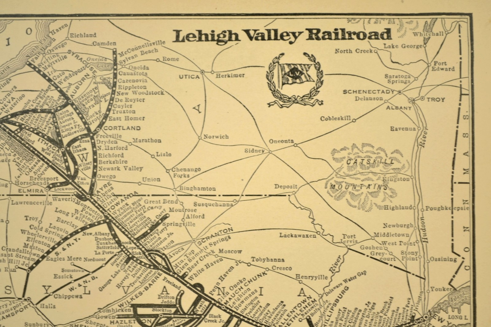 Vintage LEHIGH VALLEY Railroad Map Railway Bethlehem Allentown Pennsylvania