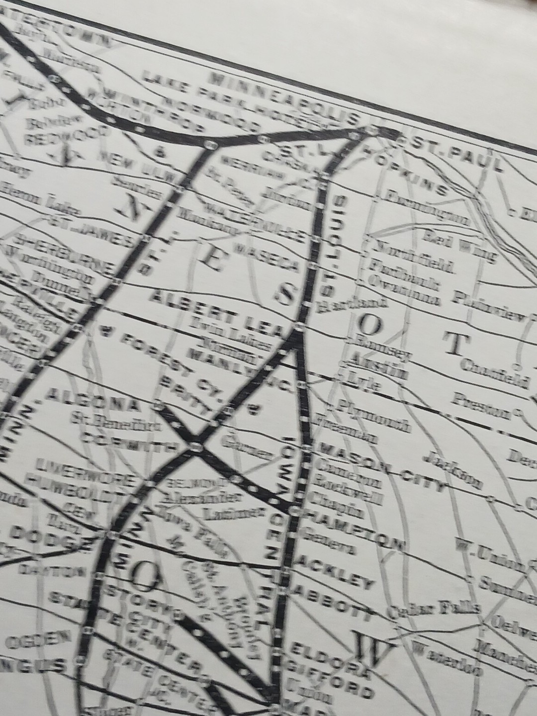 ~1904 Train Route Map IOWA CENTRAL RAILWAY all Railroad Lines Marked Vintage Map