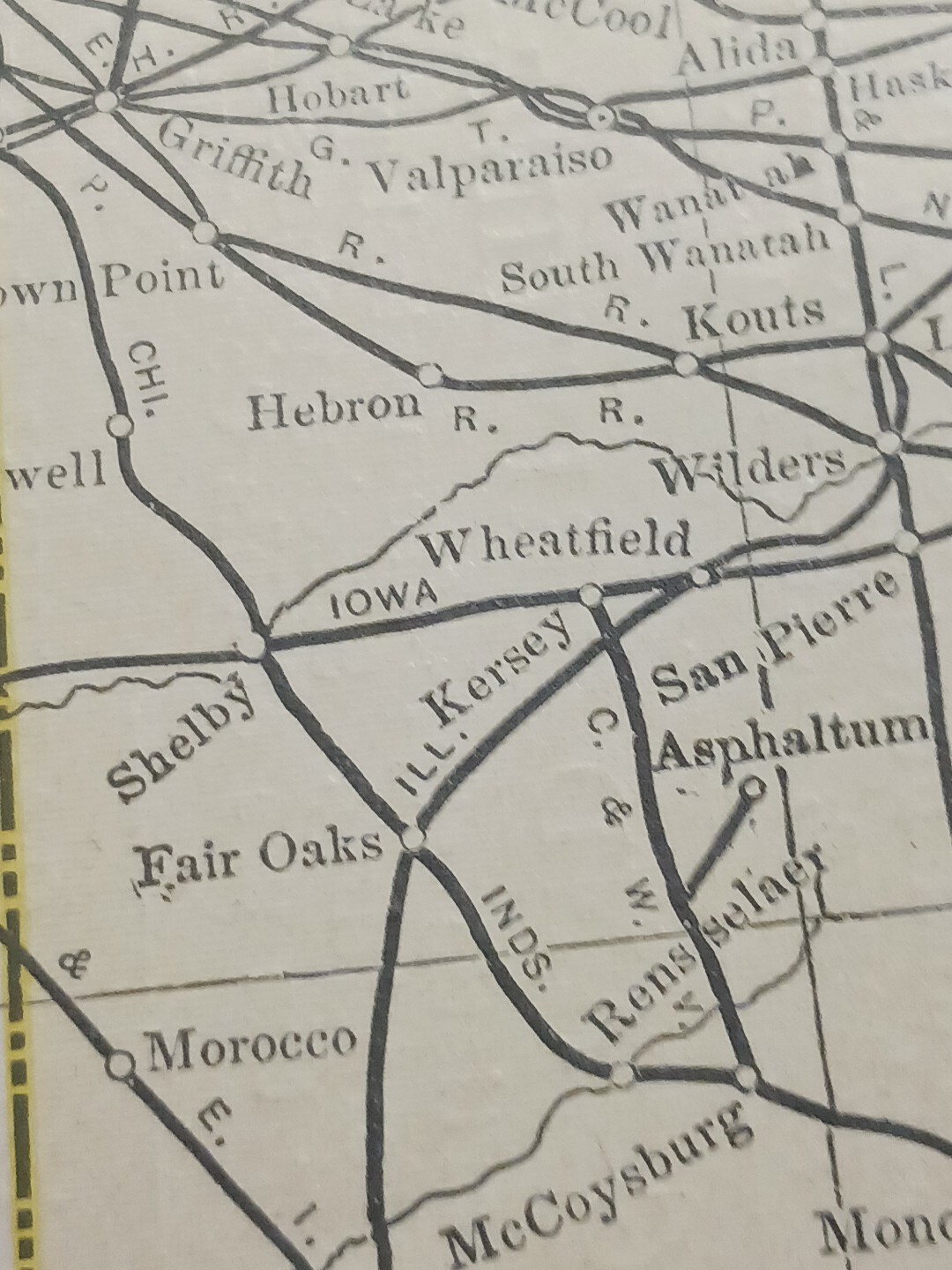 1902 Train Route Map INDIANA All Railroad Lines Stations Towns 11″×9″ Dated