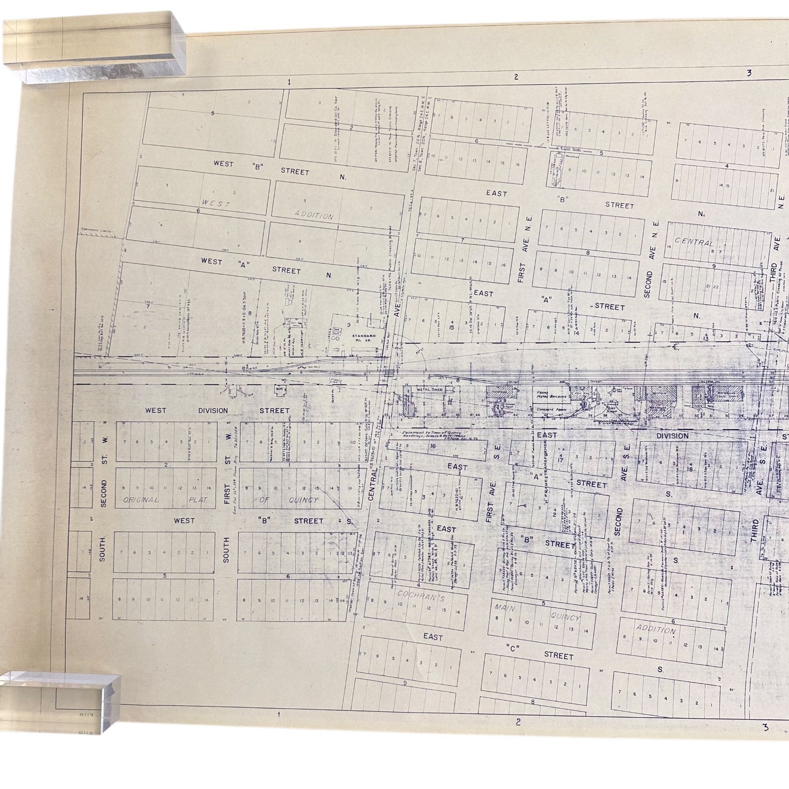 1954 Great Northern Railway Map Quincy Washington WA Blueprint Copy 84” x 24”