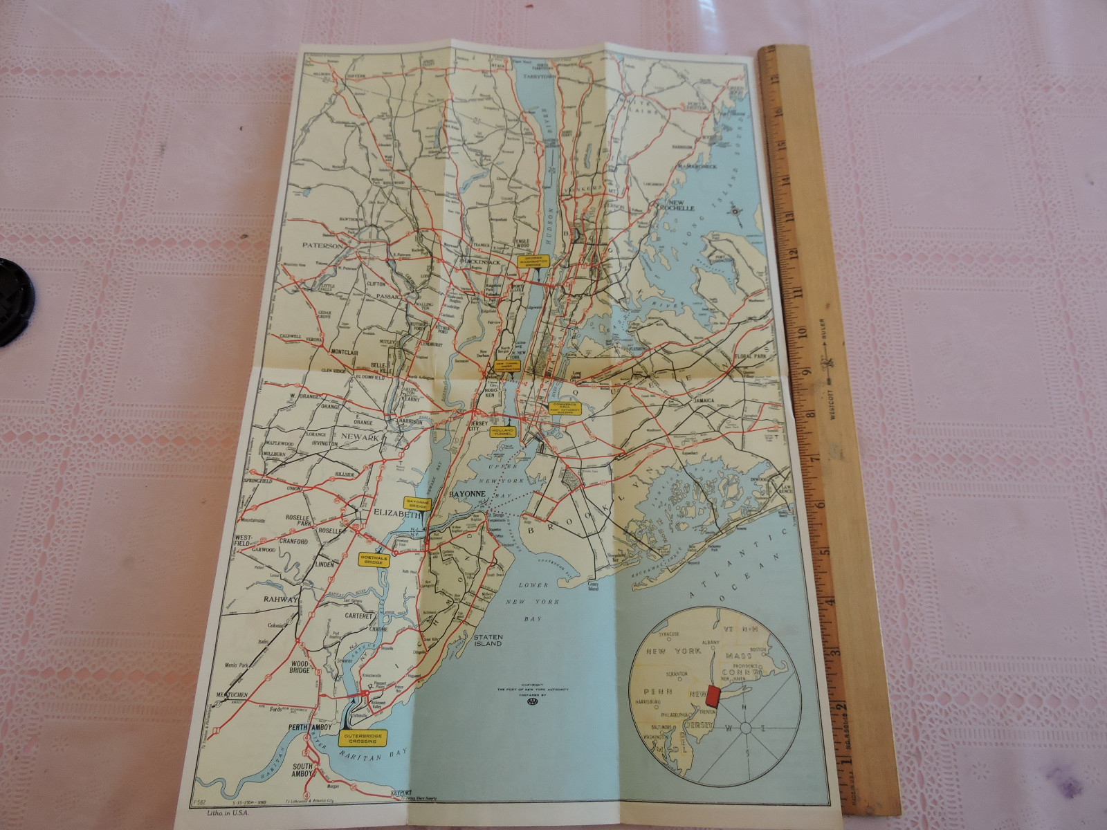 RARE 1935 New York City Subway Map NYC Road Highway Bridge Tunnel PORT AUTHORITY