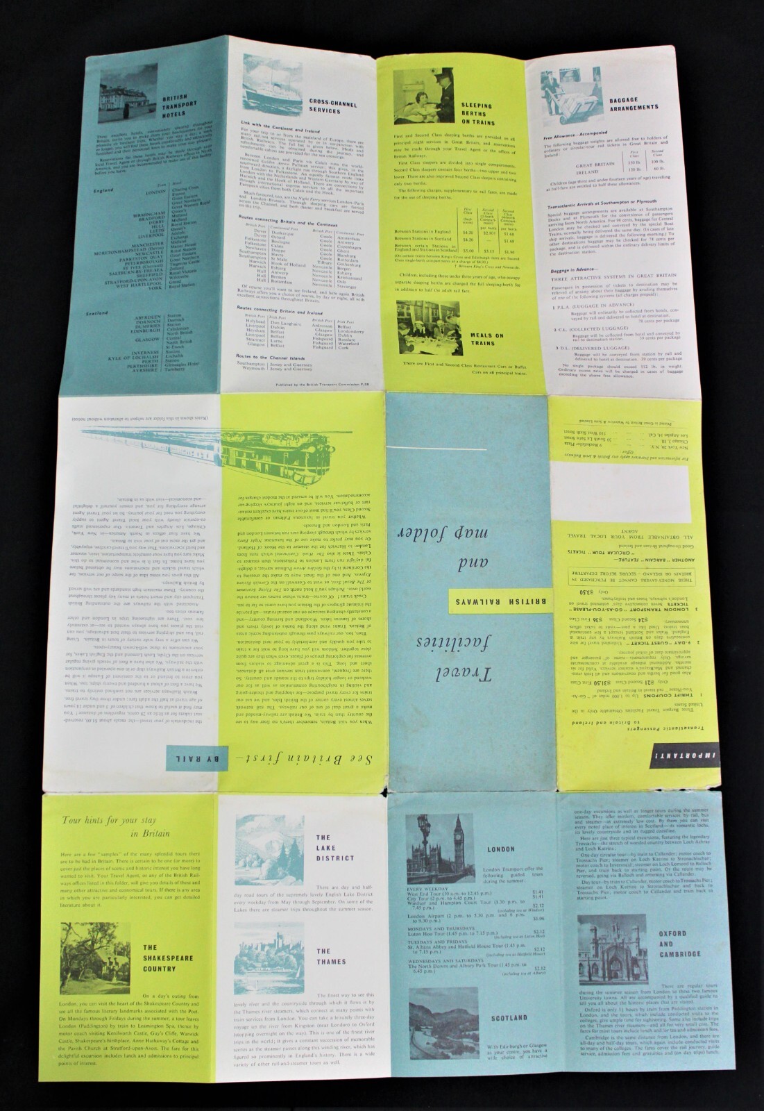 BRITISH RAILWAYS TRAVEL FACILITIES & ROUTE MAP BROCHURE GUIDE 1958 VINTAGE