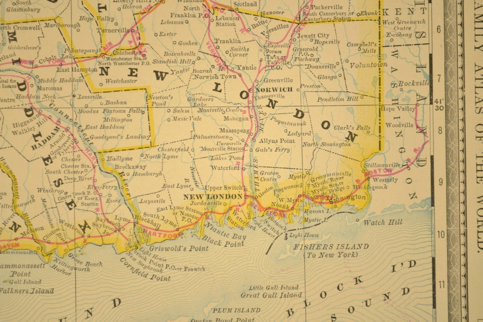 Antique CONNECTICUT Railroad Map NY&NE RR New York & New England RR The Air Line