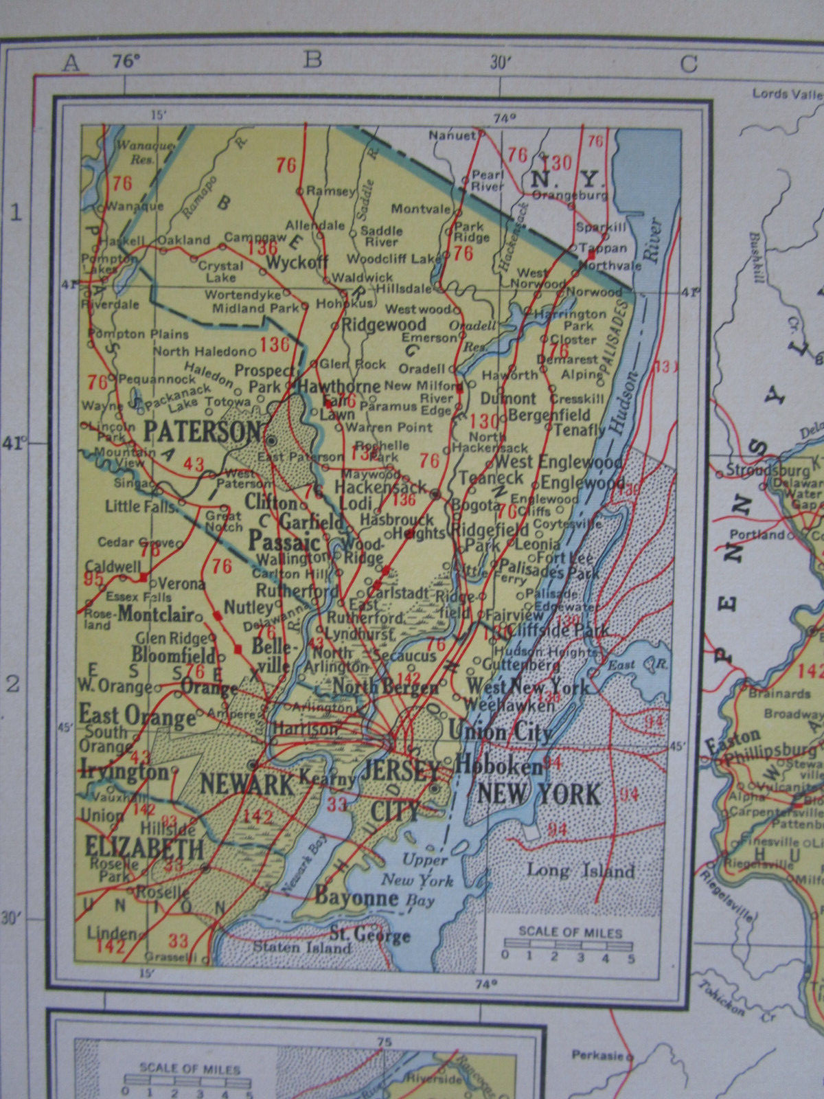 NM NJ Vtg 1942 NEW MEXICO RAILROAD Map. PECOS VALLEY SOUTHERN ~or~ NEW JERSEY