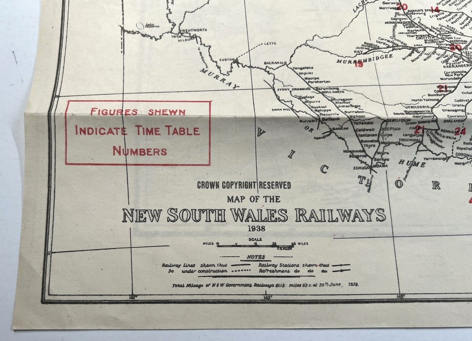 RAILWAY SYSTEM OF AUSTRALIA 1938 MAP +NEW SOUTH WALES RAILROADS SYDNEY NEWCASTLE