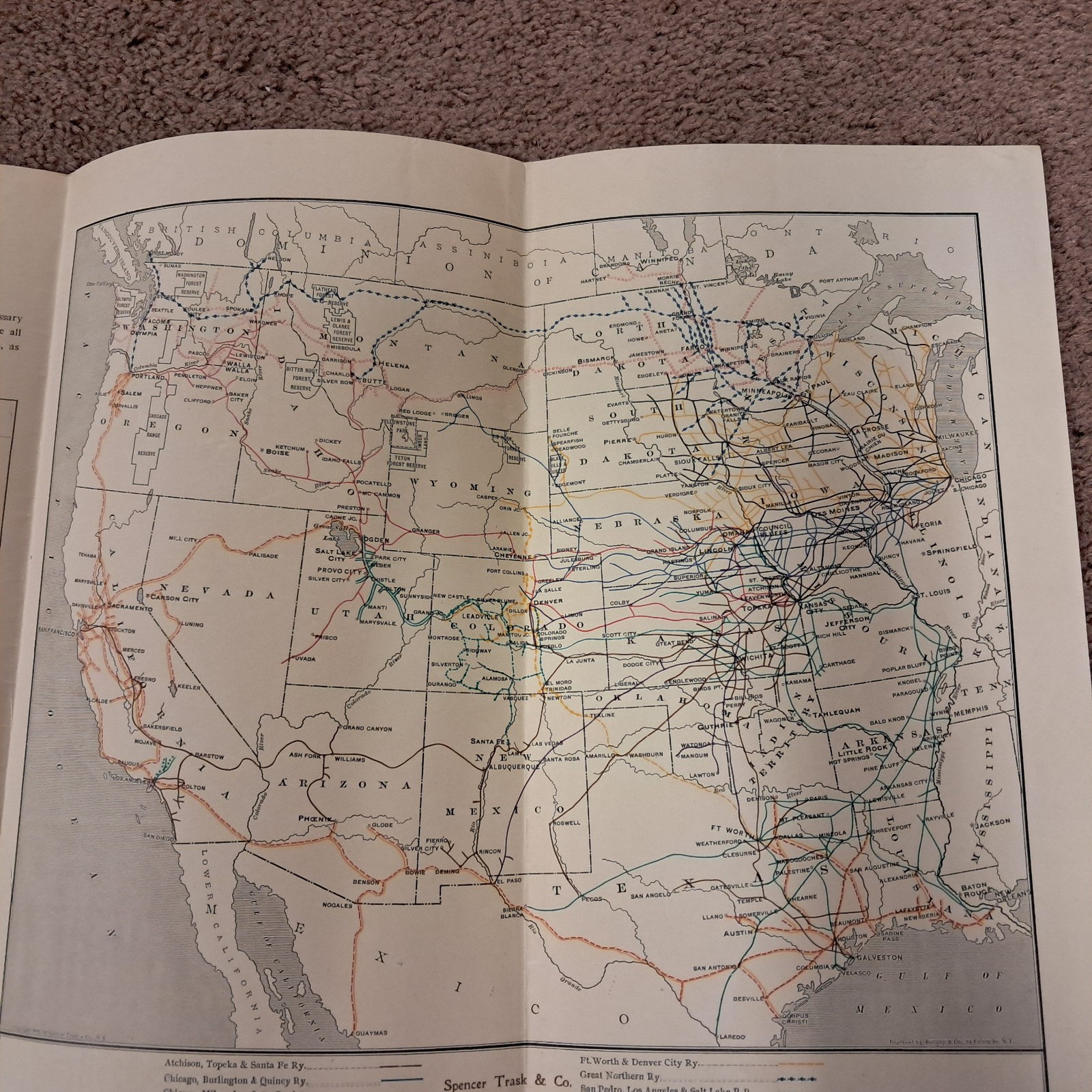 1902 Railroad Comparative Statement with Route Map Spencer Trask & Co 29 x 14