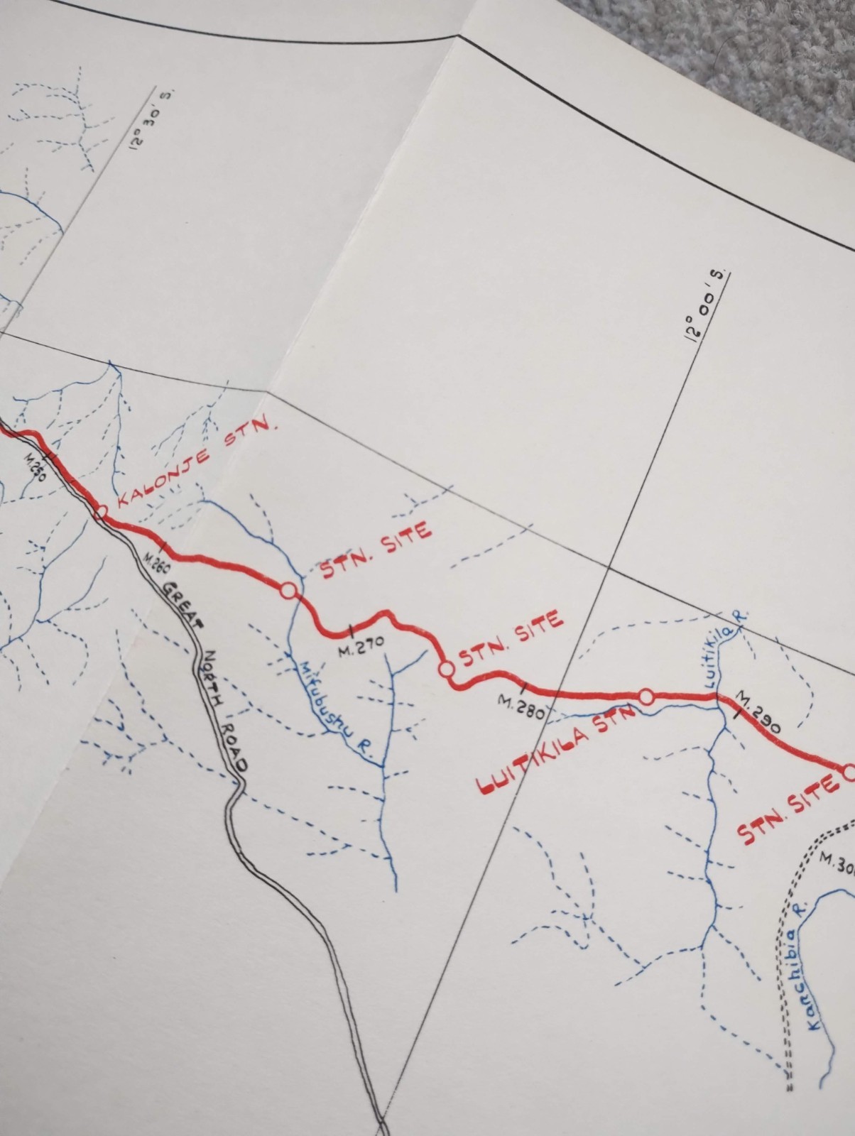 1952 East African Railways Map of Route: Kapiri Mposhi to Kasama Zambia (Part 2)