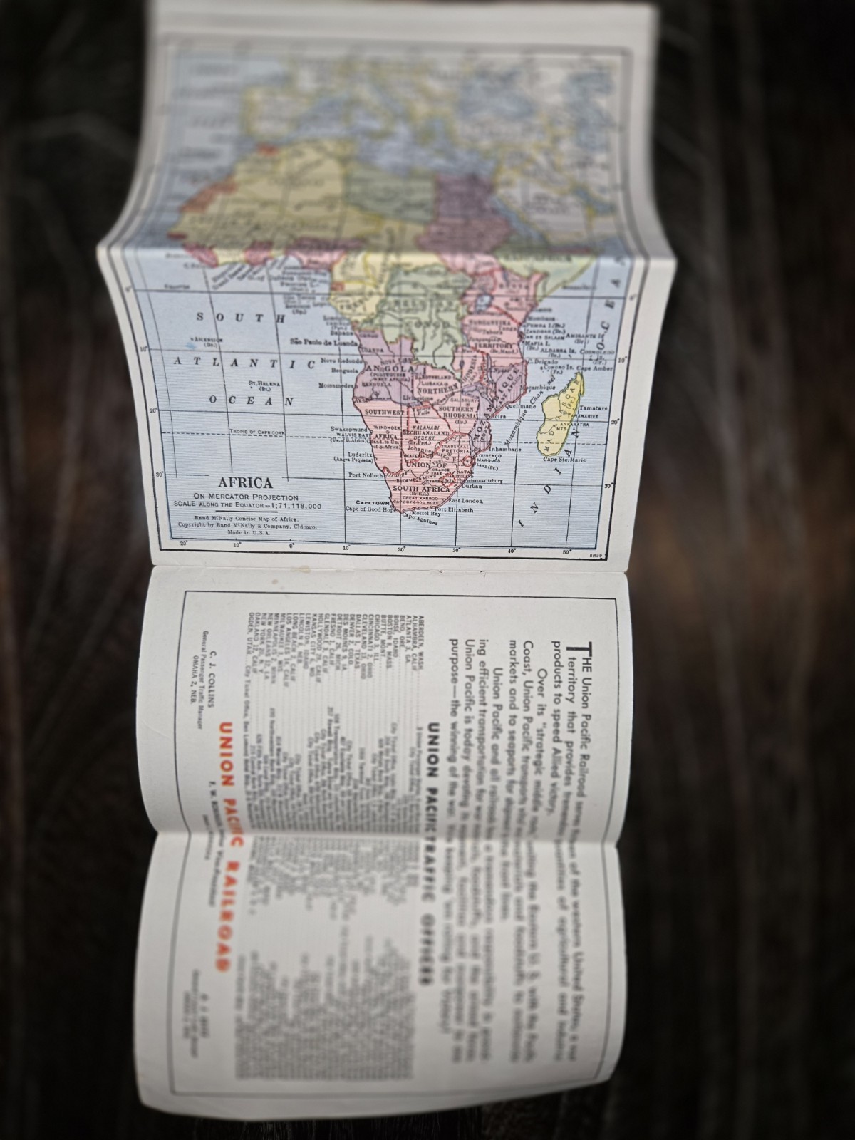 Vintage 1940’s Union Pacific Railroad Pocket Atlas of the World