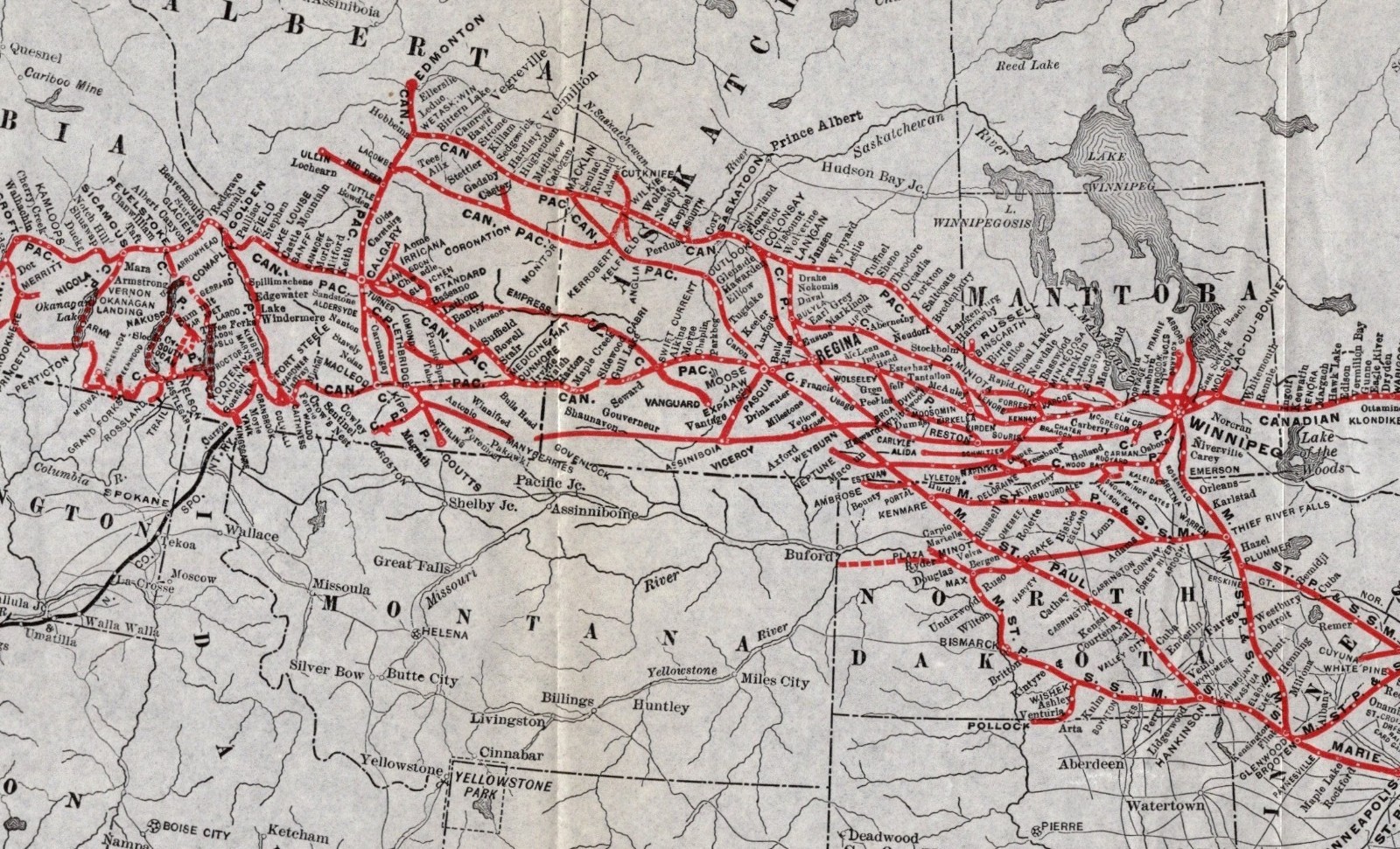 1920 Antique Canadian Pacific Railway Map Canada Railroads Map 2937