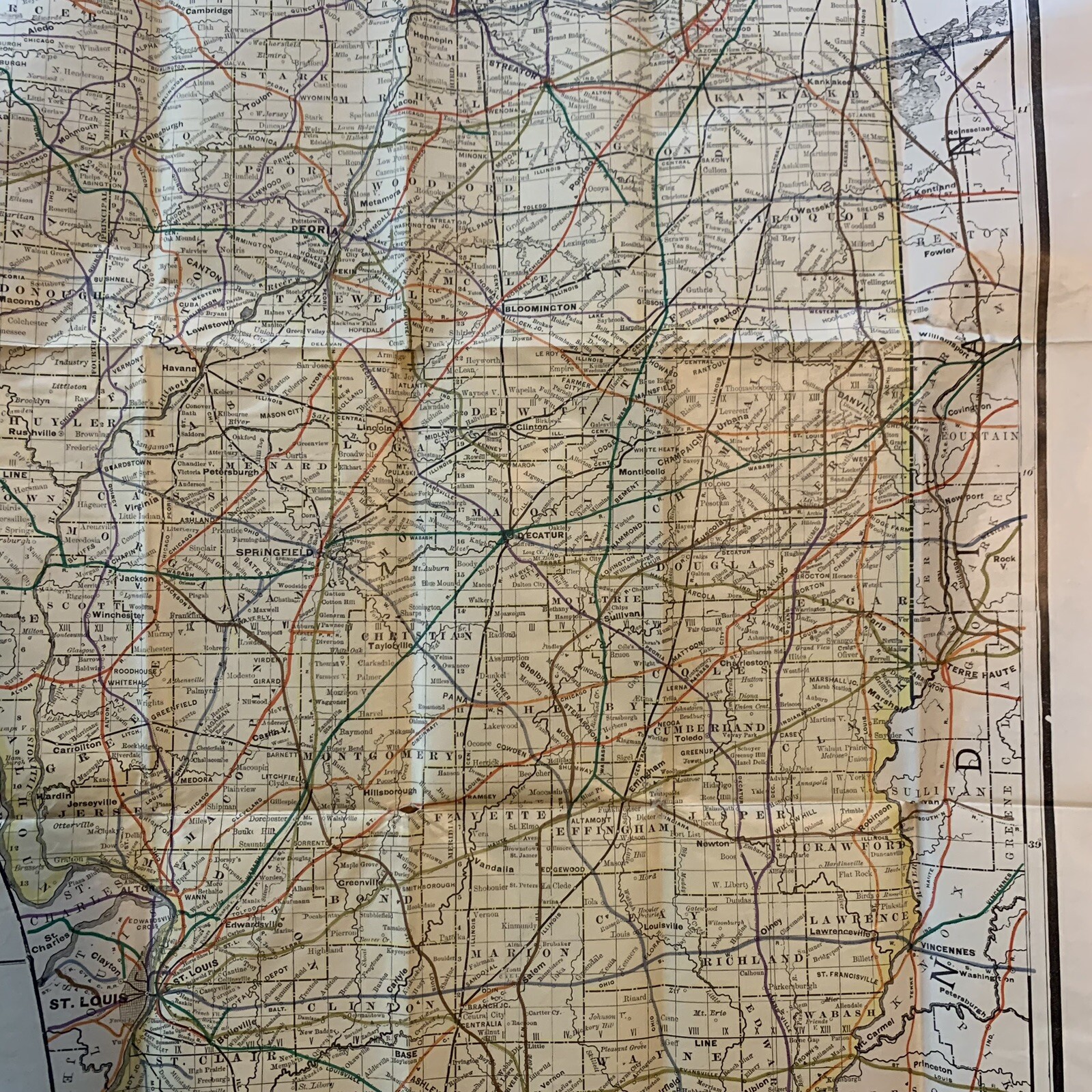1898 Railroad Commissioners’ Map of Illinois / Chicago. 32″ x 20 1/2″.