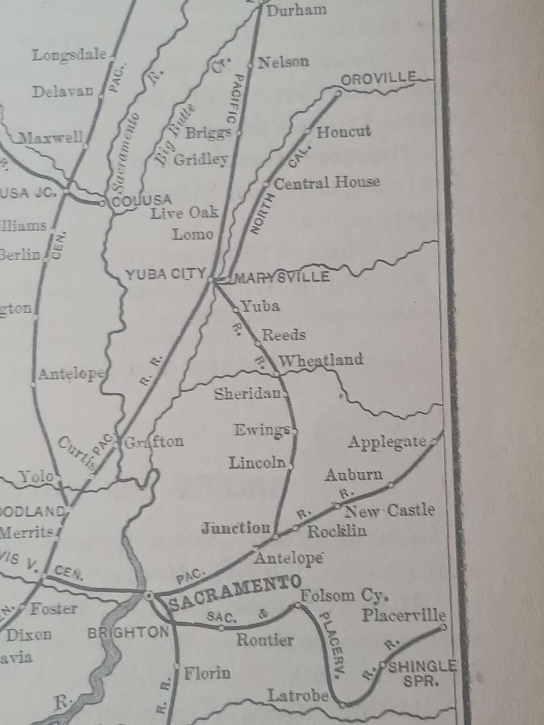 1892 Old Railroad Map SAN FRANCISCO & NORTH PACIFIC RAILWAY Train Line Routes
