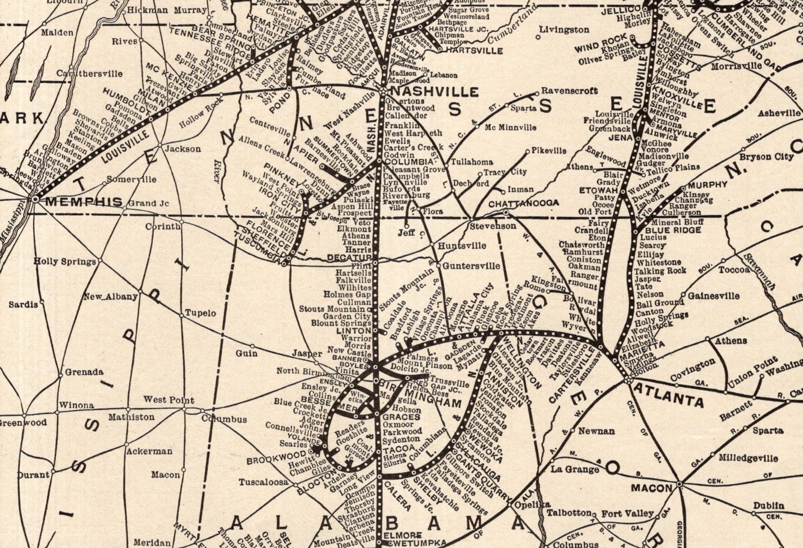 1911 Antique Louisville and Nashville Railroad Map Vintage L&N Railway Map 2843