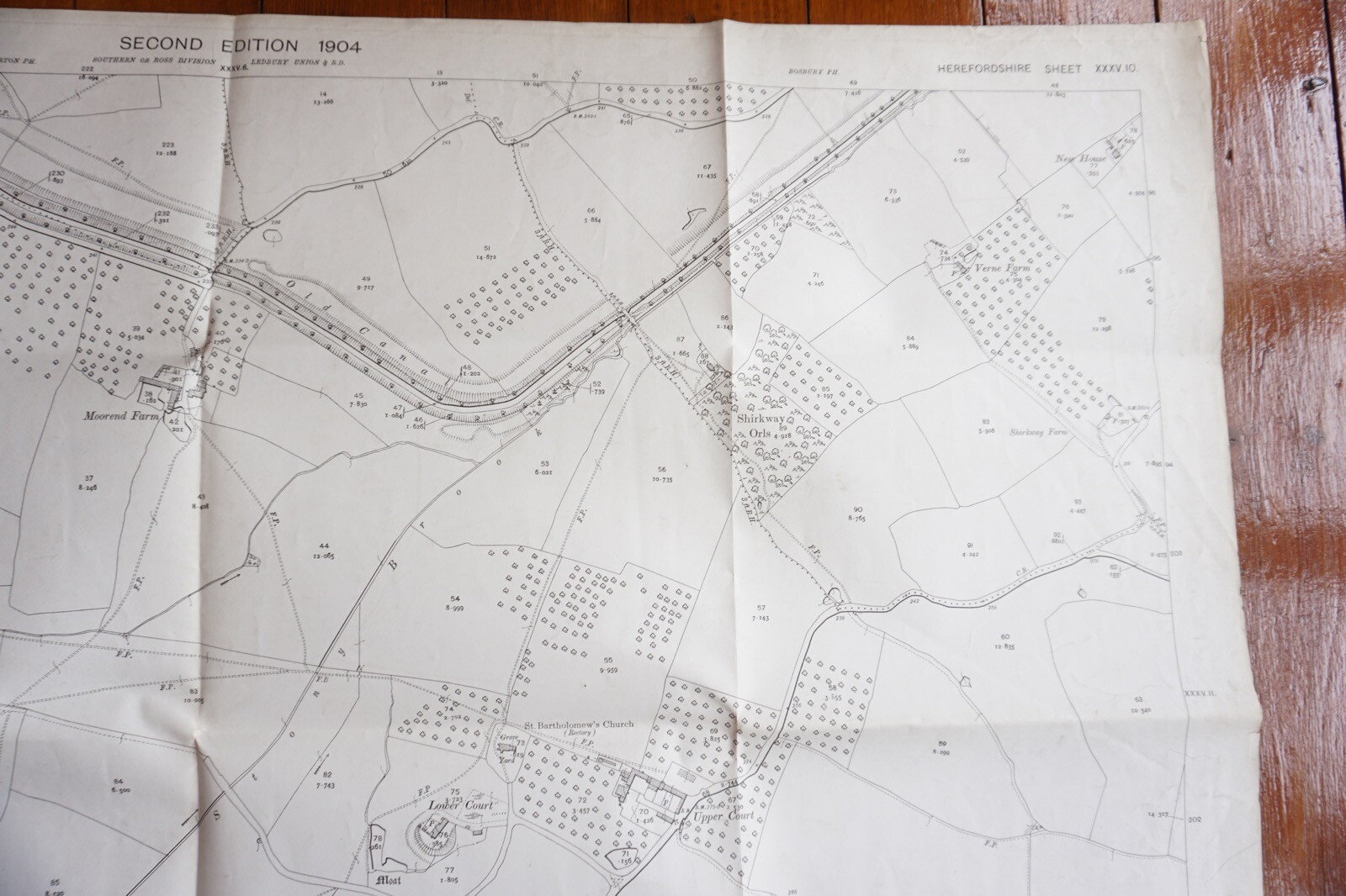 1904 Munsley Herefordshire GWR Great Western OS Railway Map