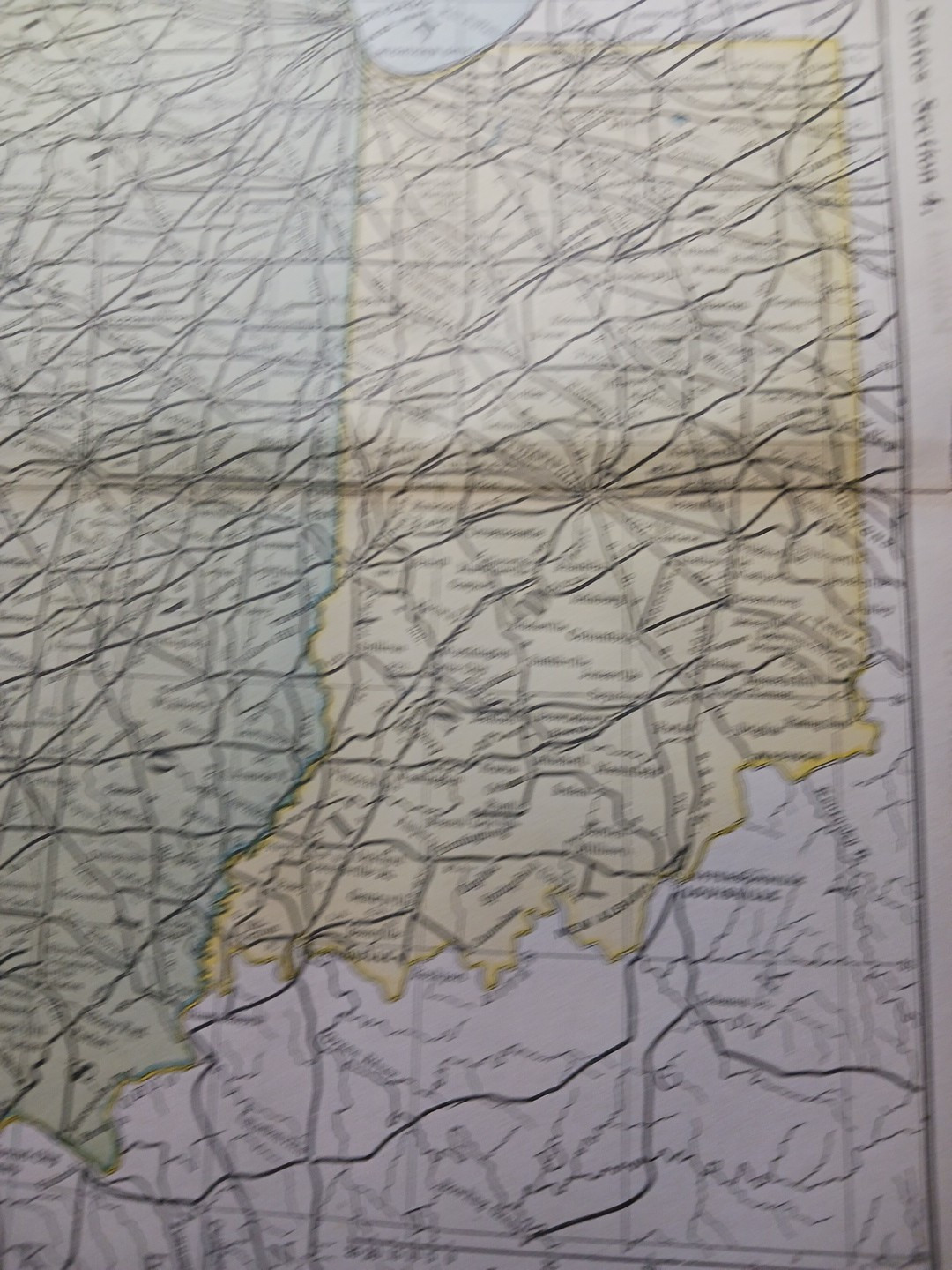 ~ 1897 Train Route Map ILLINOIS & INDIANA ☆ all Railroad Lines & Stations 9×11″