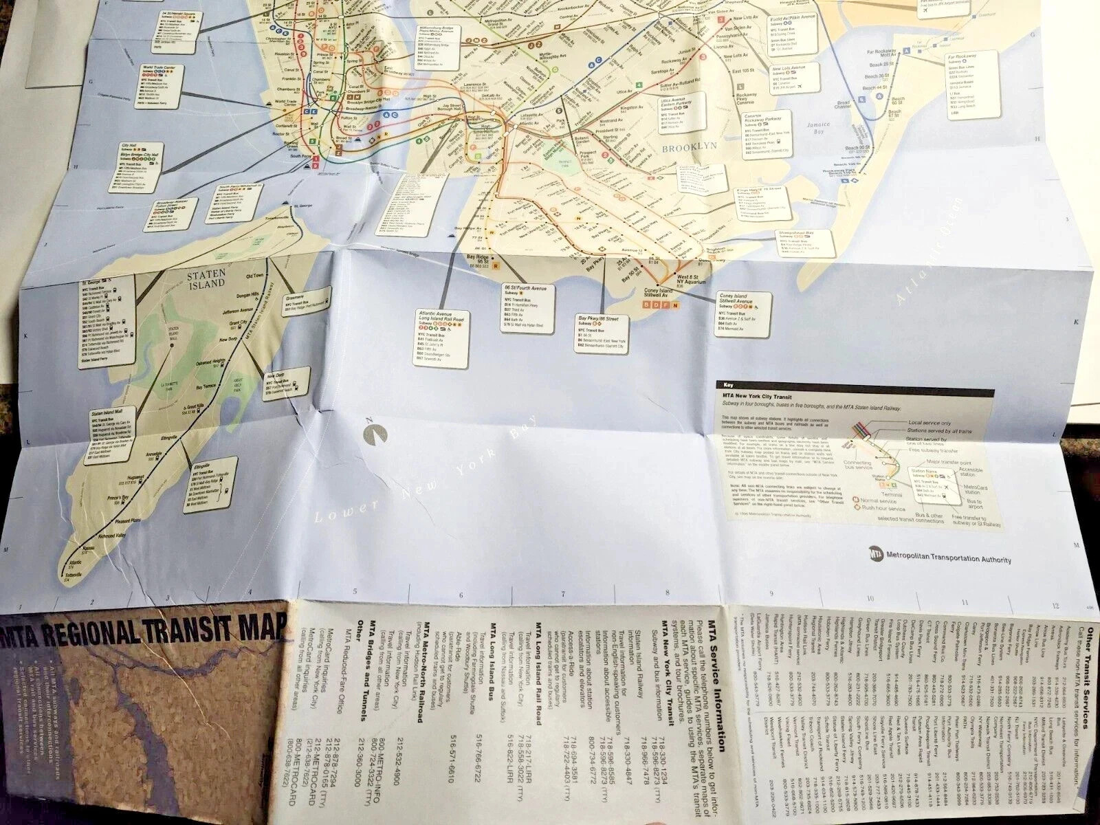 RARE Vintage MTA Regional Transit Guide Map NYC New York City LIRR Railroad SIRT