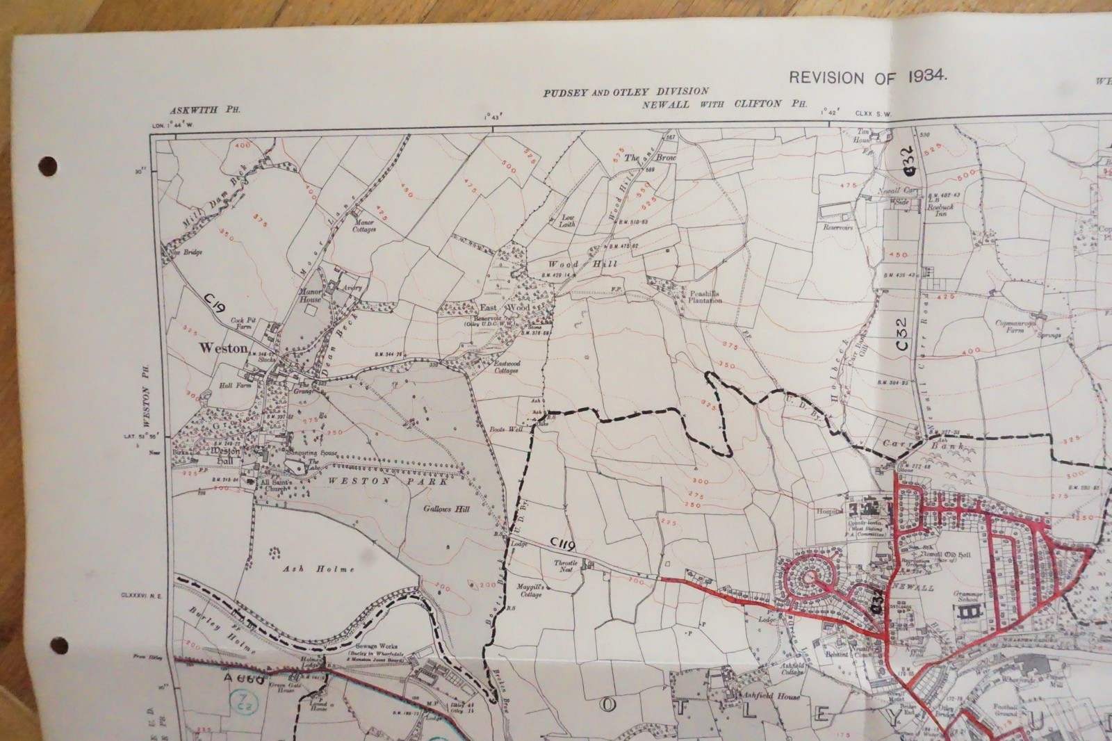 1938 Farnley Otley Weston Yorkshire LNER Railway OS Linen Map Ref 88**