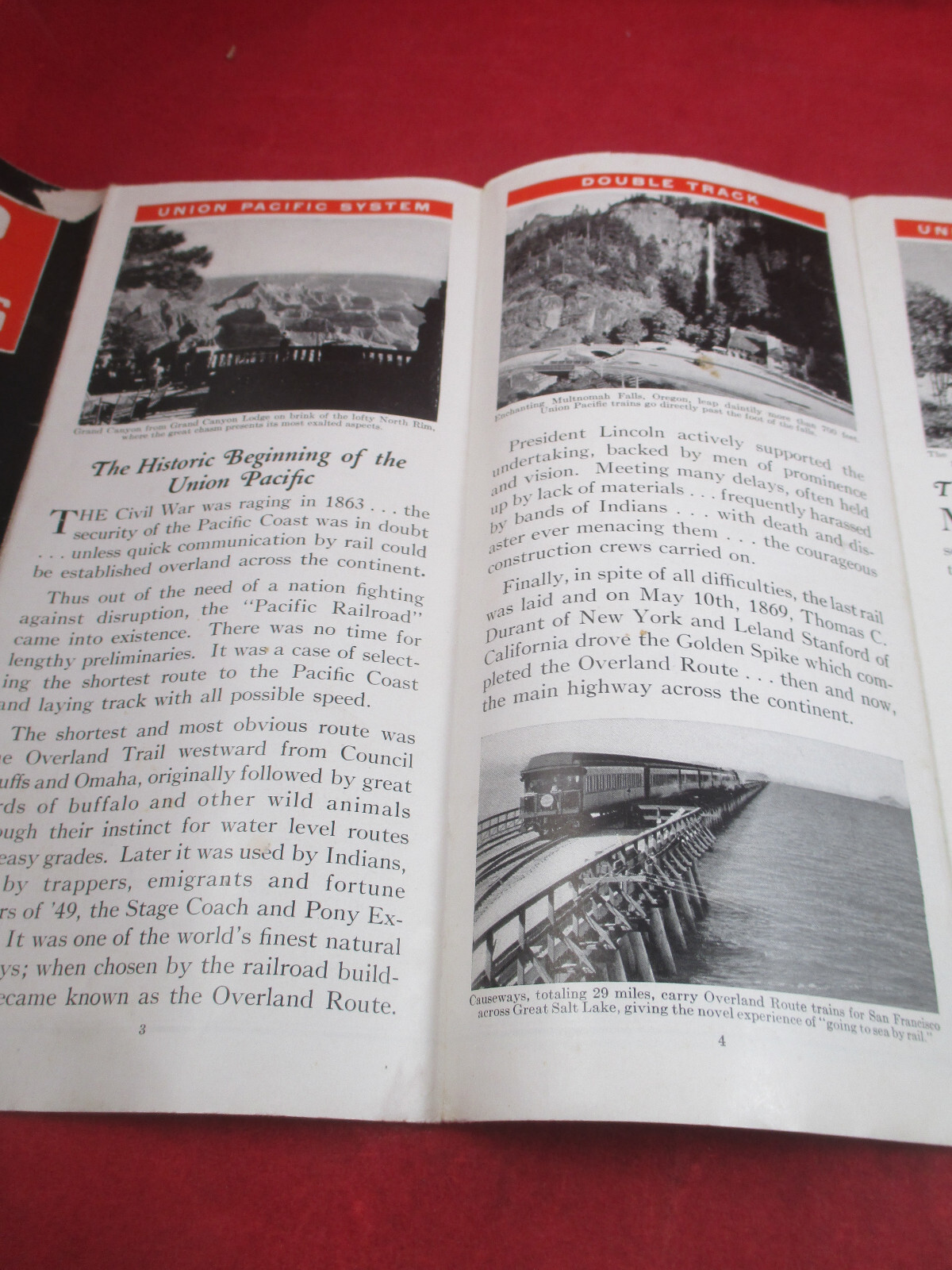 Large 1930 Union Pacific Railroad Route Map of the Union States w/ Photos