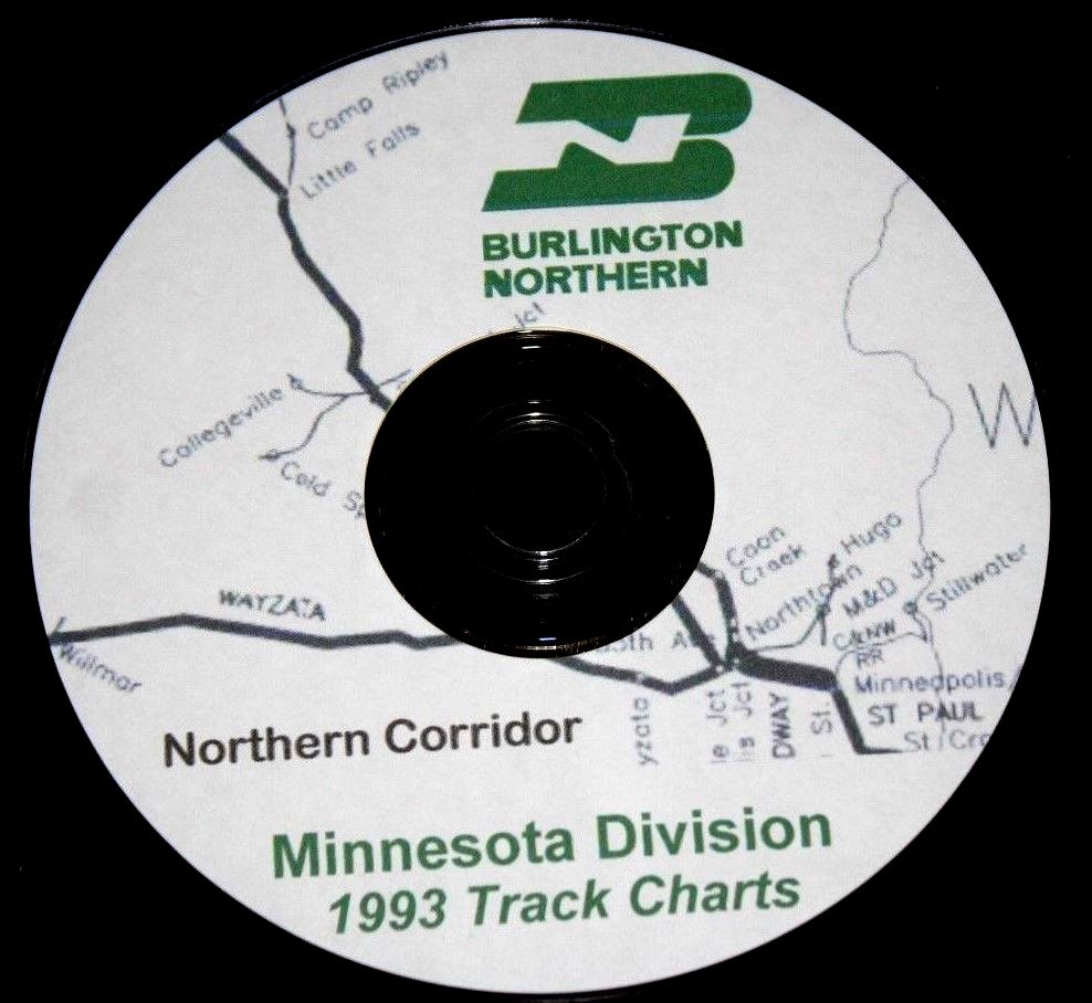 Burlington Northern 1993 Minnesota Division Track Charts PDF Pages on DVD