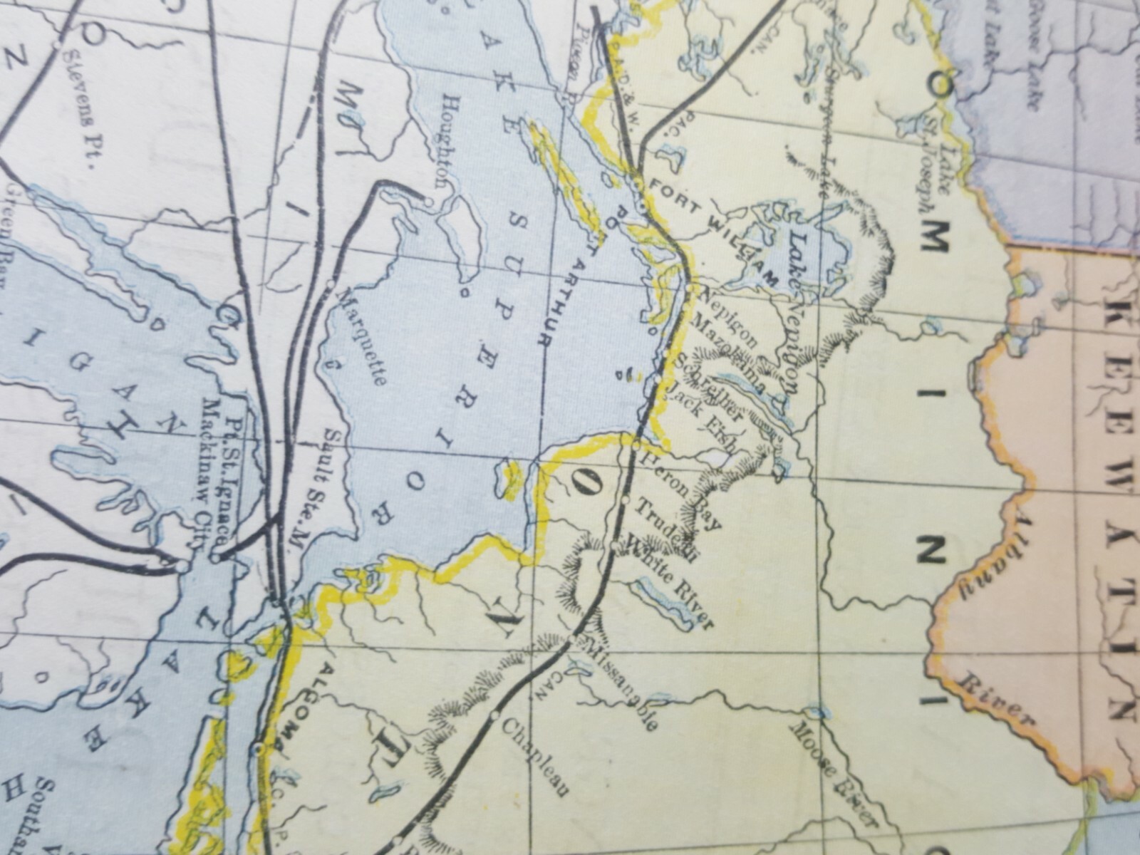 Original 1894 railroad map set Eastern & Western Canada train route line station