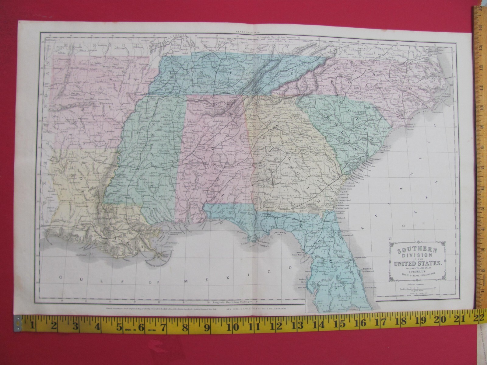 1856 SOUTHERN STATES MIDDLE EASTERN COLOR ATLAS CIVIL WAR ERA RAILROAD MAPS